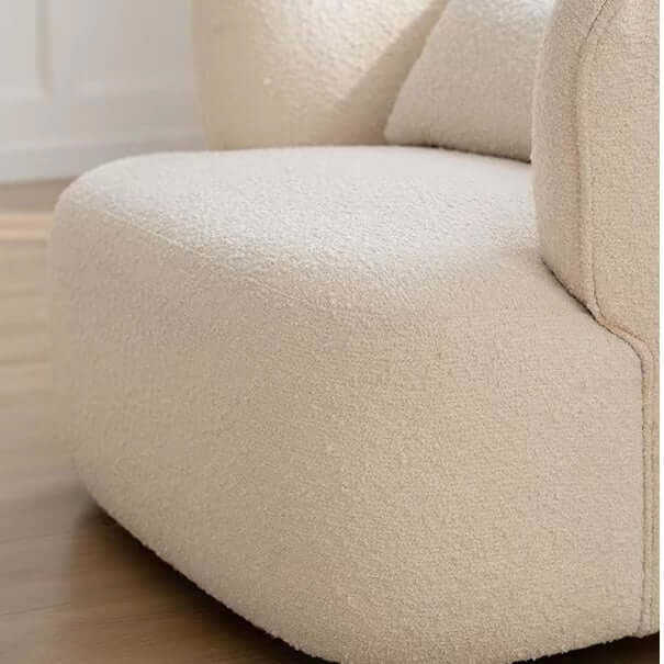 White Gray Blue Boucle Sherpa Accent Chair - Nordic Modern Swivel Lounge Chair with Gwyneth Ivory Boucle Fabric - Perfect for Living Room, Bedroom or Office Reading Nook