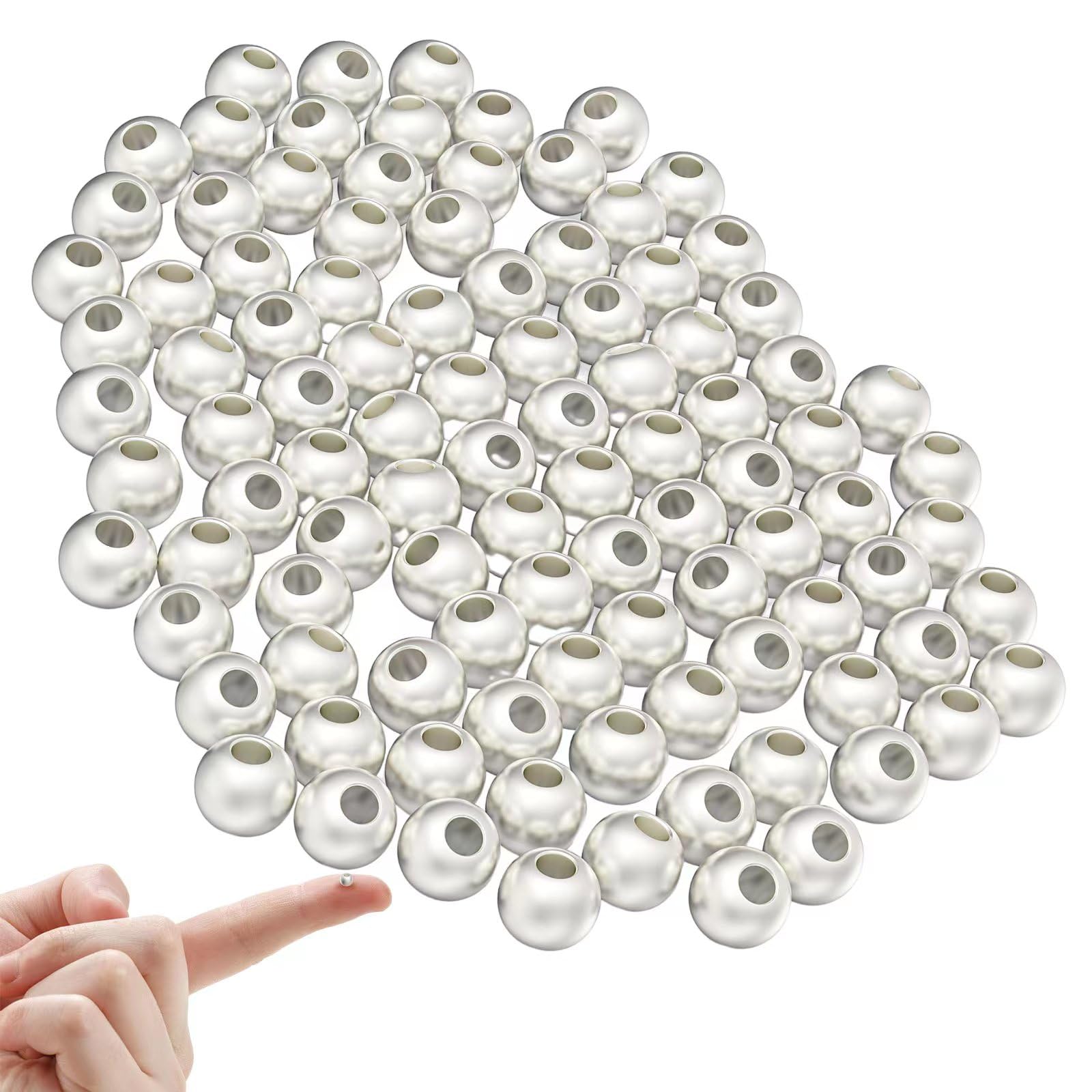 100Pcs 2.5MM Genuine 925 Sterling Silver Smooth Round Ball Spacer Beads - Jewelry Making Supplies for Bracelets, Necklaces & DIY Crafts (Made in Italy) - Perfect for Handmade Jewelry, Gifts & Fashion Accessories