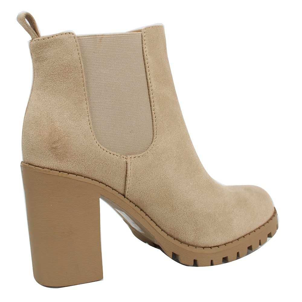 Women's Chelsea Pull On Ankle Boots with Block Heel & Tab - Stylish & Comfortable for Casual Outings, Work & Date Nights