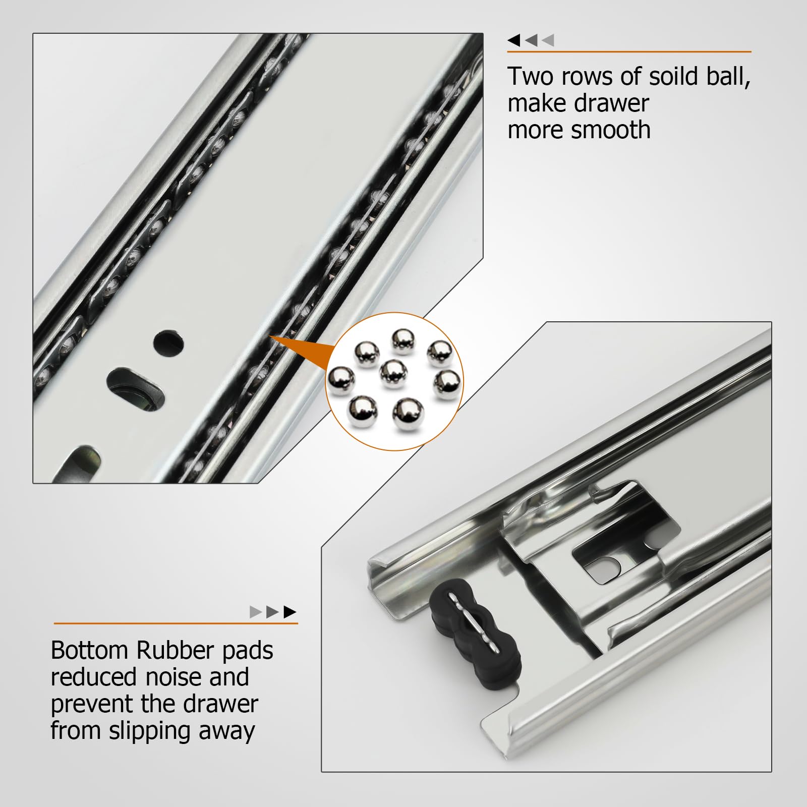 LONTAN 10-Pair Heavy Duty Ball Bearing Drawer Slides - 22 Inch Silver Side Mount Cabinet Glides for Tool Box, Trash Can & Kitchen Drawers (100LB Capacity) | Perfect for Home Organization, DIY Projects & Furniture Repair