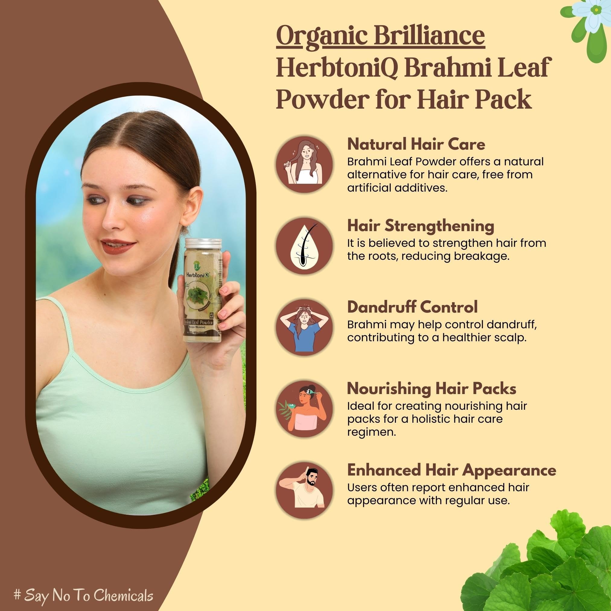HerbtoniQ 100% Natural Bhringraj Powder, Brahmi Powder & Aloe Vera Powder for Dandruff & Hair Fall Treatment - 450g | Organic Hair Care Solution for Stronger, Healthier Hair | Perfect for DIY Hair Masks & Scalp Treatments