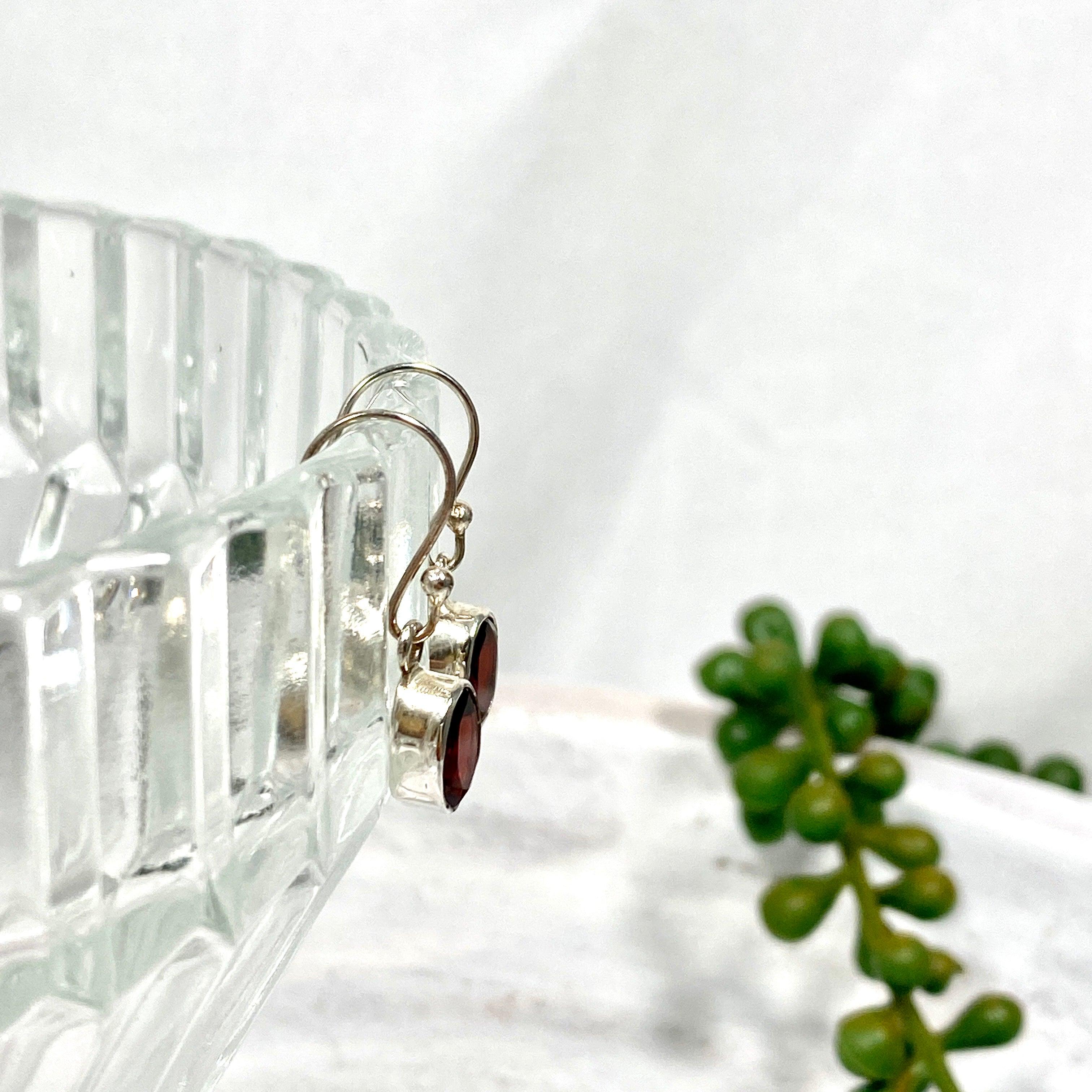 Garnet Petite Oval Faceted Earrings R2363 GTO - Elegant Jewelry for Women, Perfect for Parties, Weddings & Daily Wear