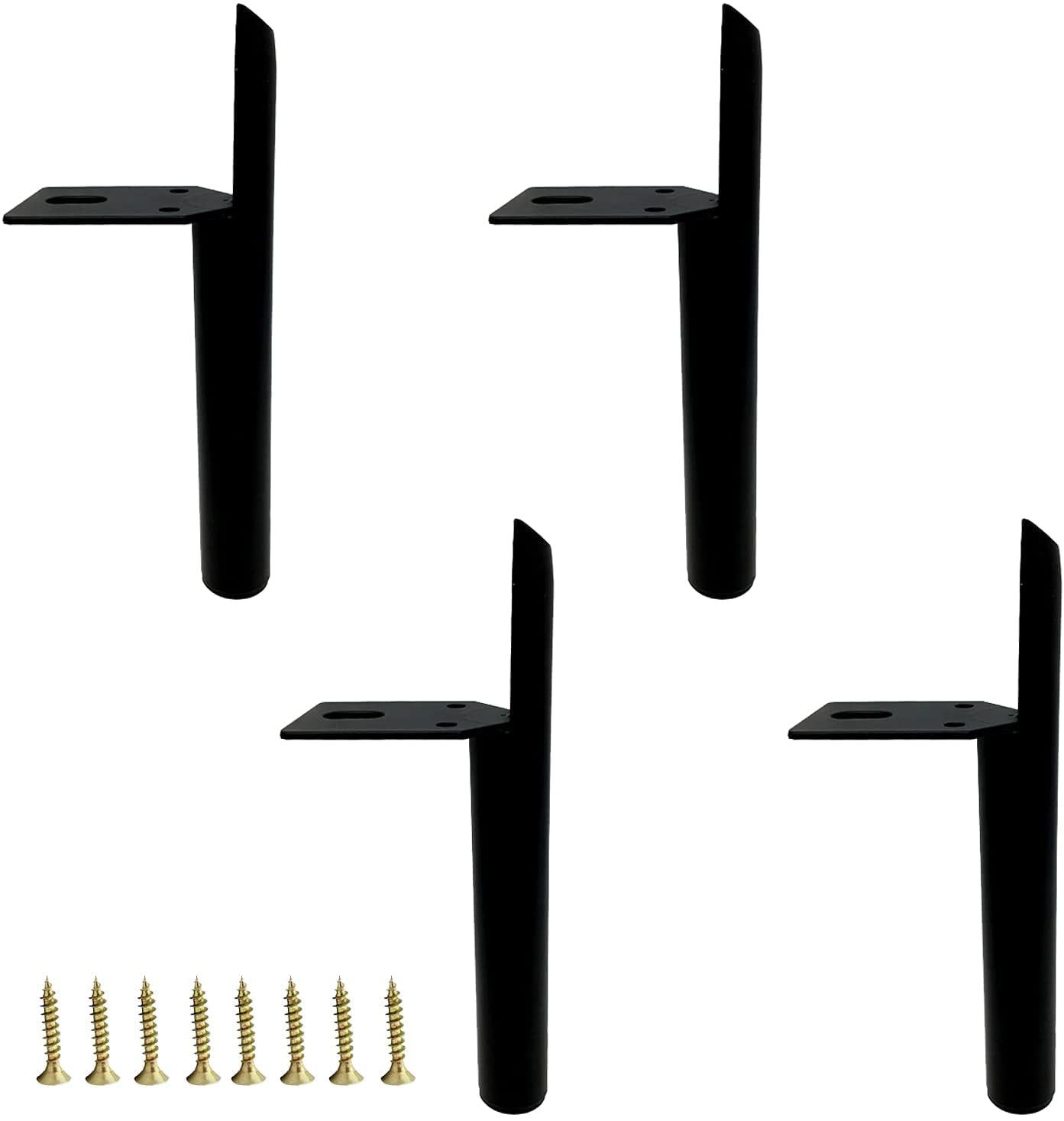 ALinsam 4 Pack Black Metal Furniture Legs - 15cm/5.9 Inch Sofa Replacement Feet with Screws for DIY Cabinets, Coffee Tables & Chairs | Durable Support for Living Room, Bedroom & Office Furniture