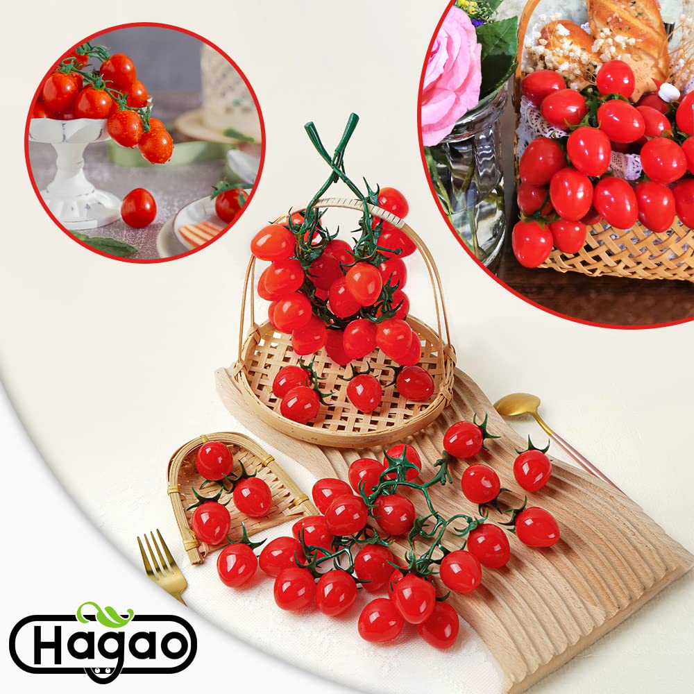 Lifelike Fake Cherry Tomatoes Artificial Fruit - 15 Piece Plastic Simulation Fruit Set for Kitchen Decor, Home Styling, Party Centerpieces, and DIY Crafts