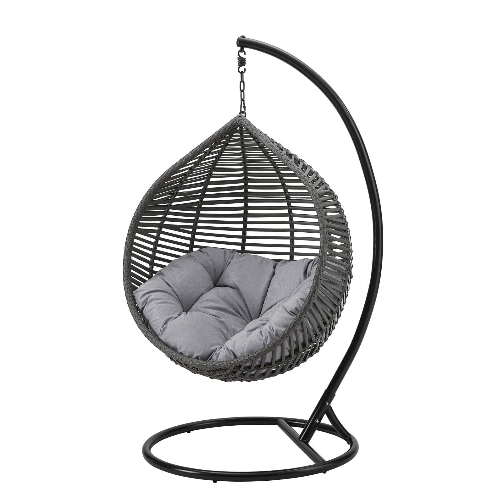 Modern Outdoor Patio Swing Chair - Durable Steel Frame with Comfortable Fabric Cushions, Gray - Perfect for Garden, Backyard, Poolside & Relaxation
