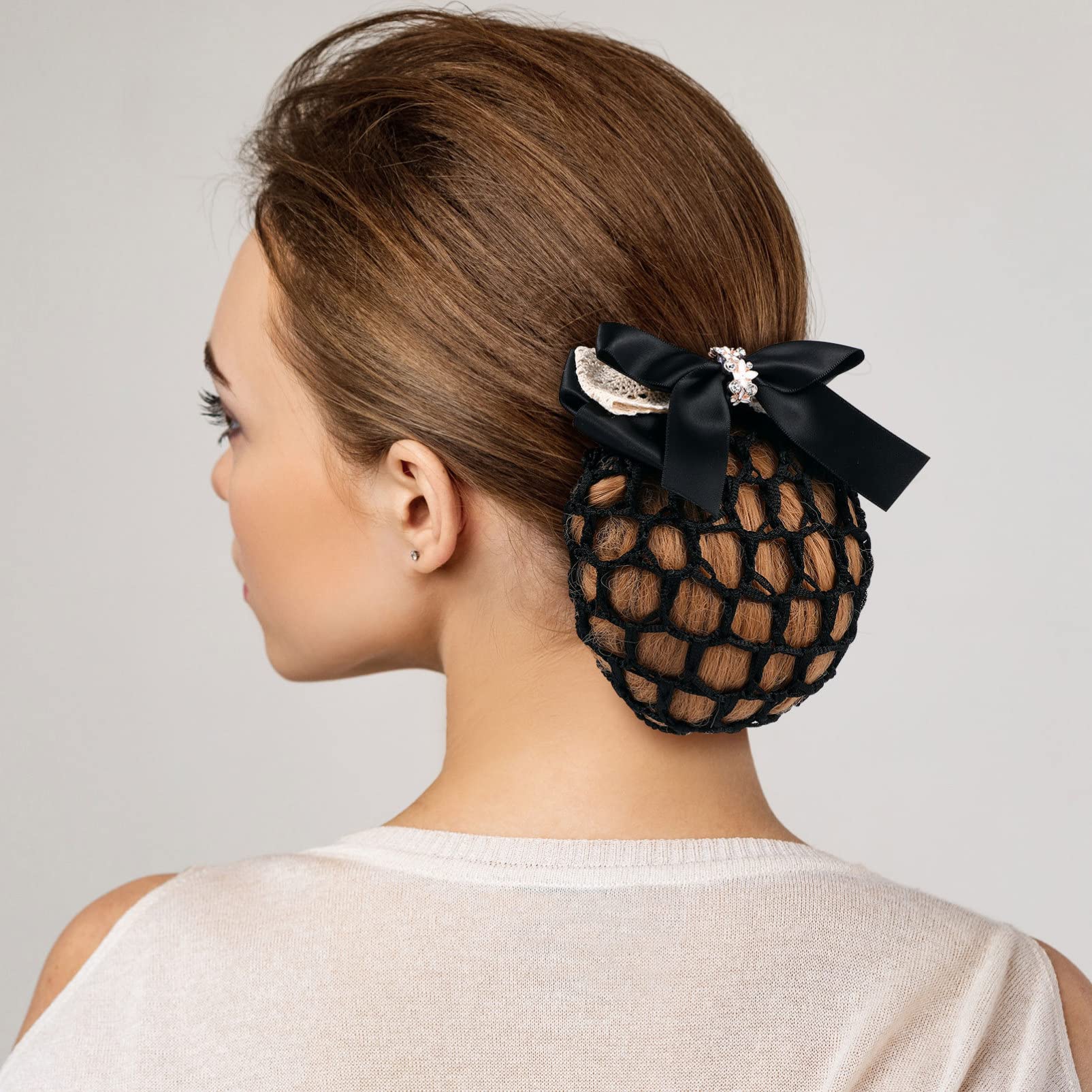 Beaupretty 3-Piece Women's Hair Bun Cover Set - Snood Hair Nets, Bowknot Hair Clips & Bun Covers for Girls & Ladies | Perfect for Weddings, Parties, Prom & Daily Styling