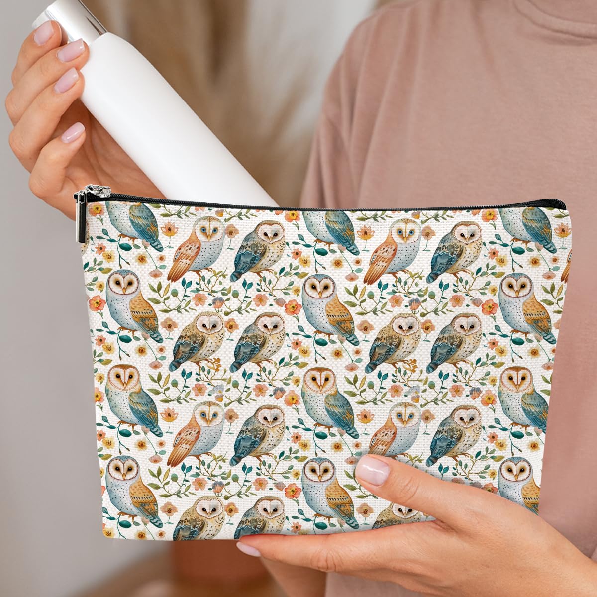 **Cute Owl Cosmetic Bag - Funny Owl Makeup Pouch for Women, Bestie, Sister & Grandma - Owl Lover Gifts for Birthday, Mother's Day, Christmas & Friendship - Travel & Daily Makeup Storage**