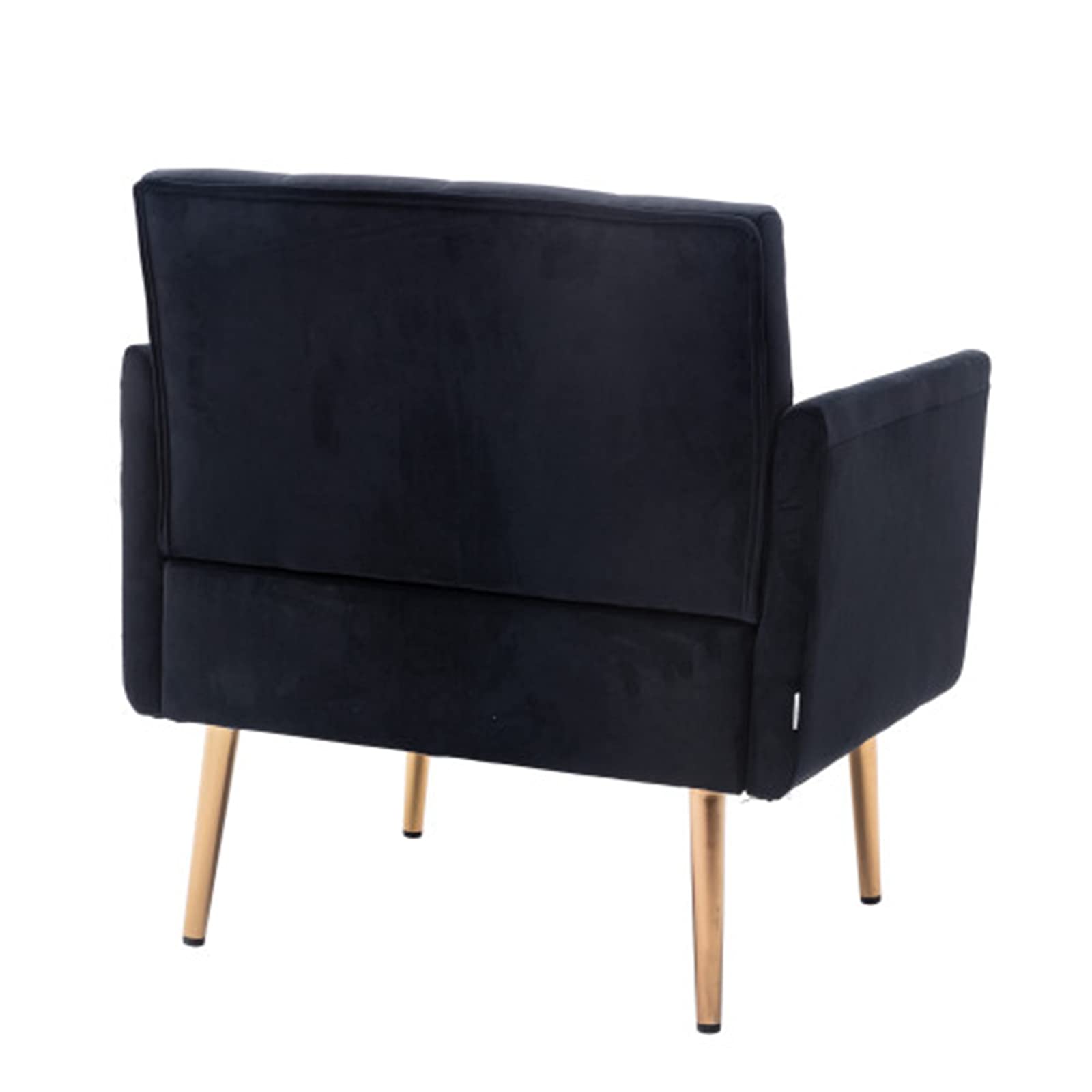 Square Velvet Accent Chair with Golden Metal Legs - Modern Single Sofa for Living Room, Bedroom & Office - Soft Black Upholstery - Perfect for Coffee Nooks, Reception Areas & Cozy Reading Corners