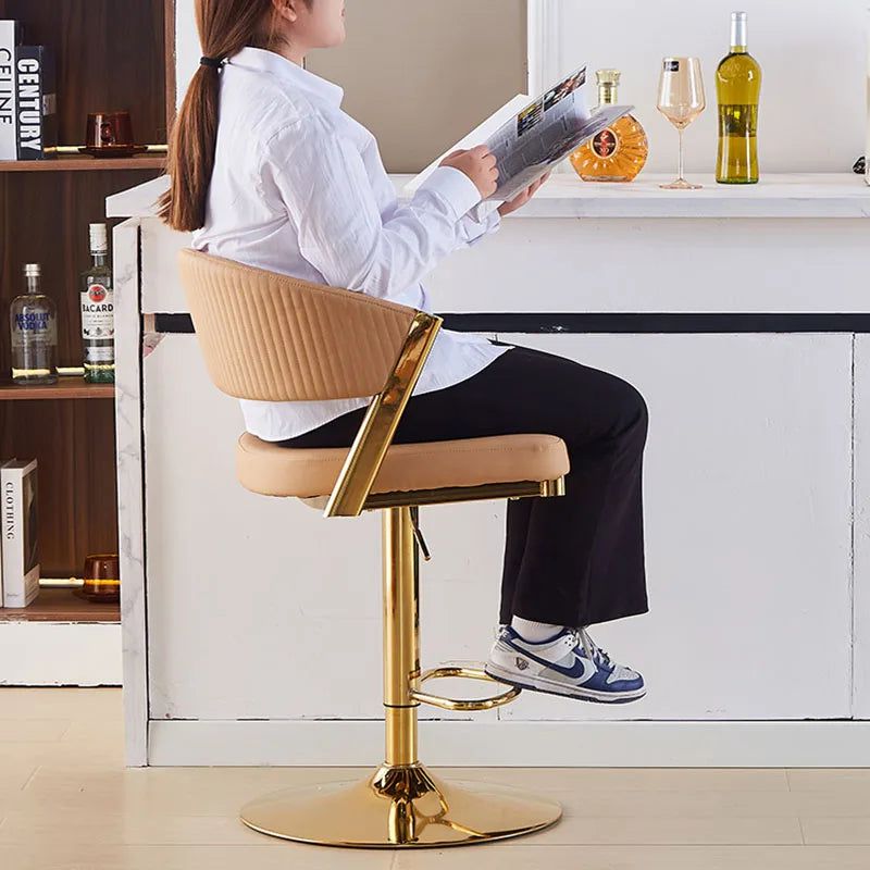 Narrow Bar Stools for Kitchen Counter - Adjustable Height Metal Bar Stools with Backrest, Modern Auxiliary Stools for Home, Bar, Cafe & Restaurant Use