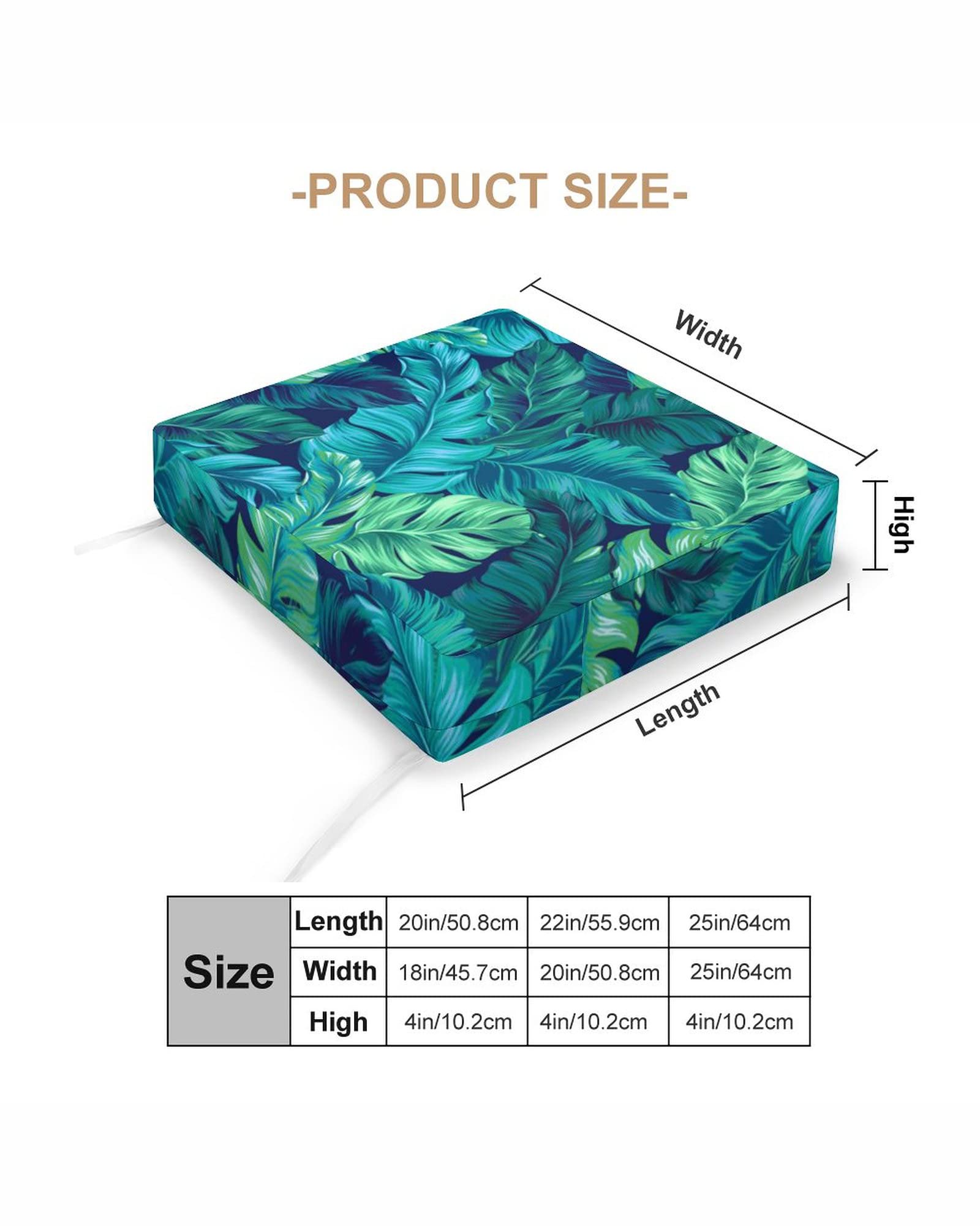 4 Pack Water Resistant Deep Seat Patio Chair Cushion Covers - 22x20 Inches Replacement Slipcovers for Outdoor Furniture (Tropical Leaves Design) - Perfect for Poolside Lounging, Garden Seating & Patio Decor