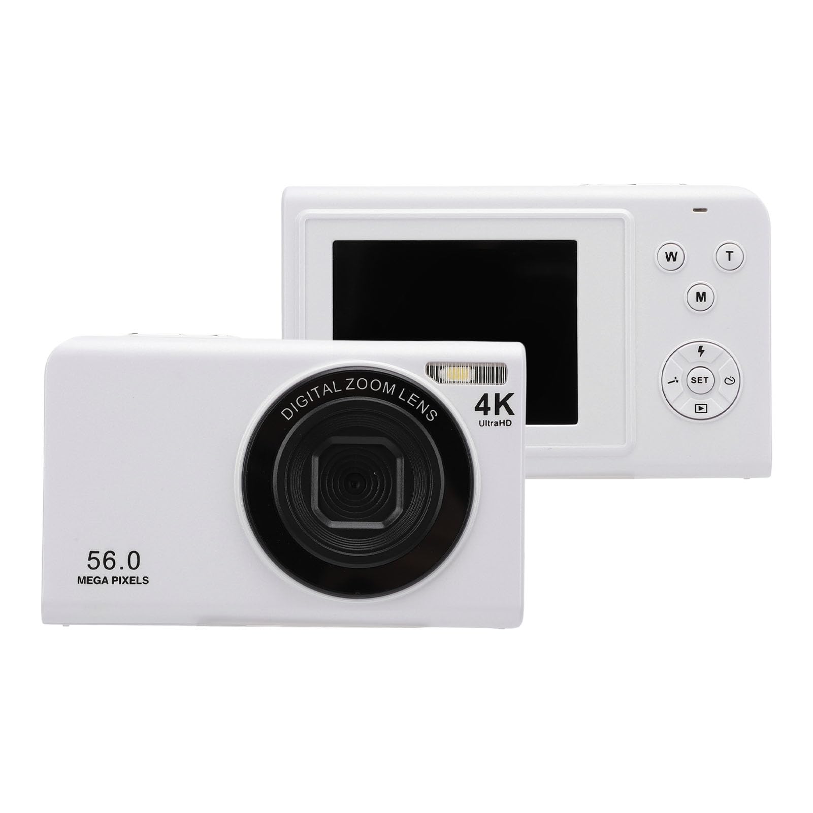 4K 56MP Digital Camera with 16x Zoom - Compact Vlogging Camera for Travel, YouTube & Content Creation - Perfect for Beginners, Teens & Adults (White) - Great for Vlogging, Travel Photography & Everyday Use