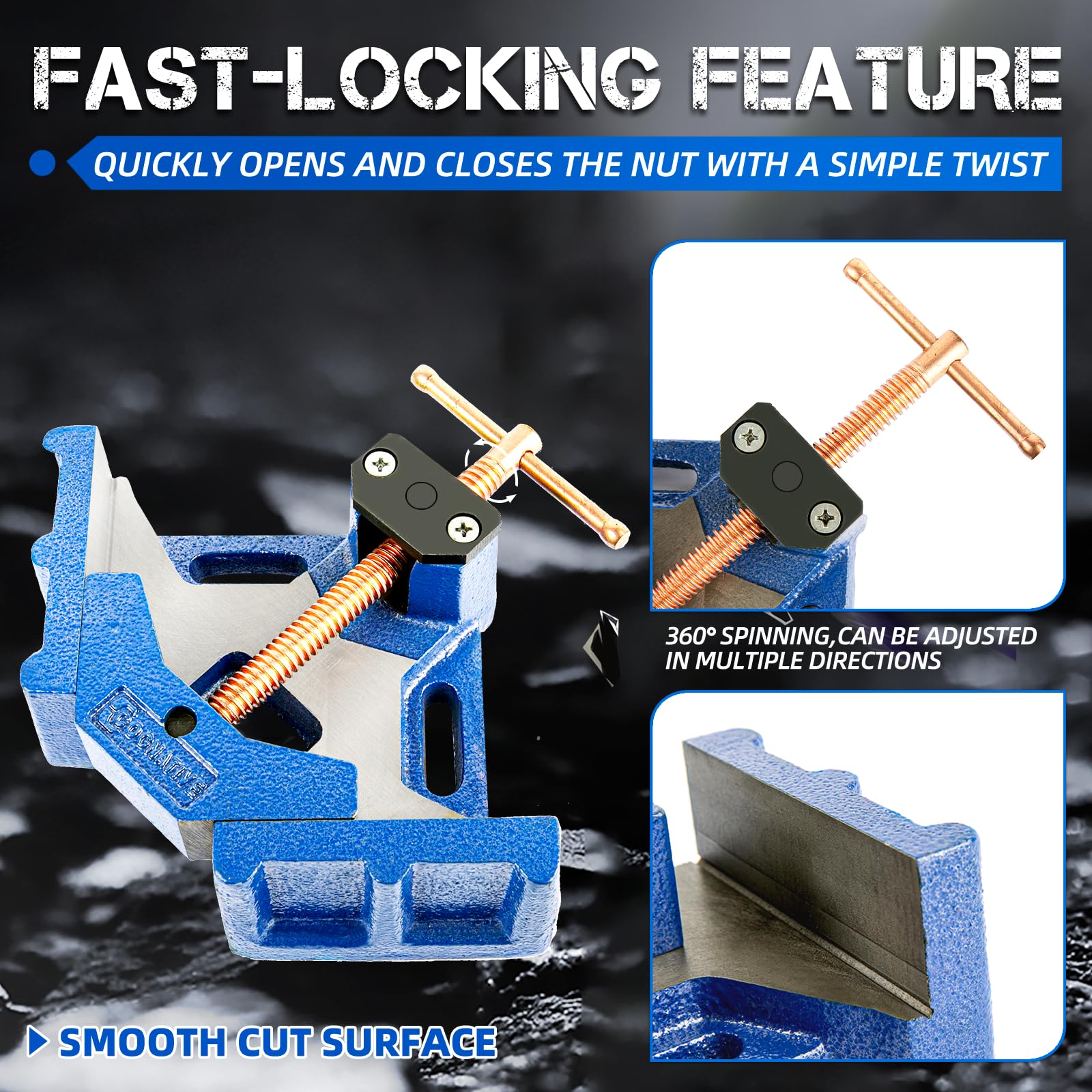 Heavy Duty 90 Degree Welding Angle Clamp - Ductile Iron Right Angle Clamp for Woodworking, Metalworking & DIY Projects - Perfect for Miter Joints, Corner Welding & Fabrication