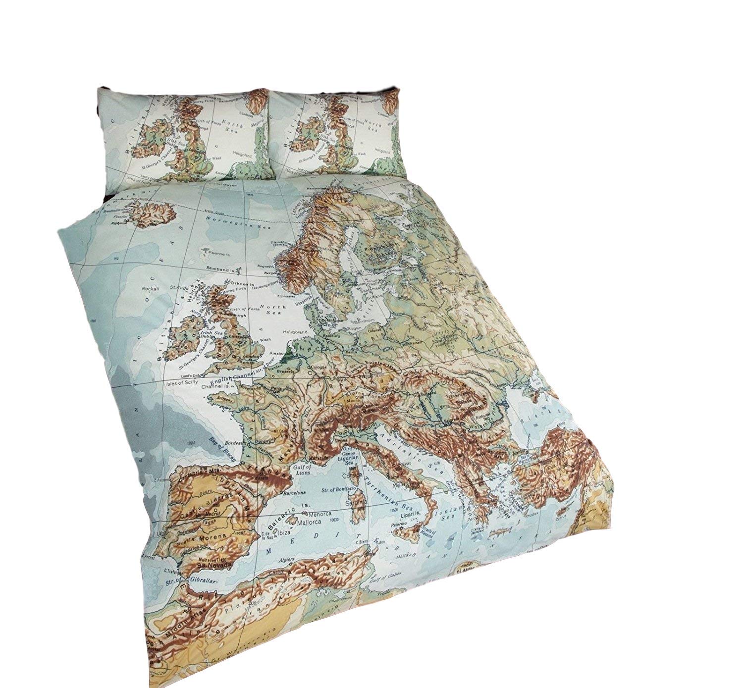 Vintage World Maps Printed Duvet Cover Set - Full/Queen Size, Multi-Color Bedding for Home Decor - Perfect for Travel Lovers & Geography Enthusiasts