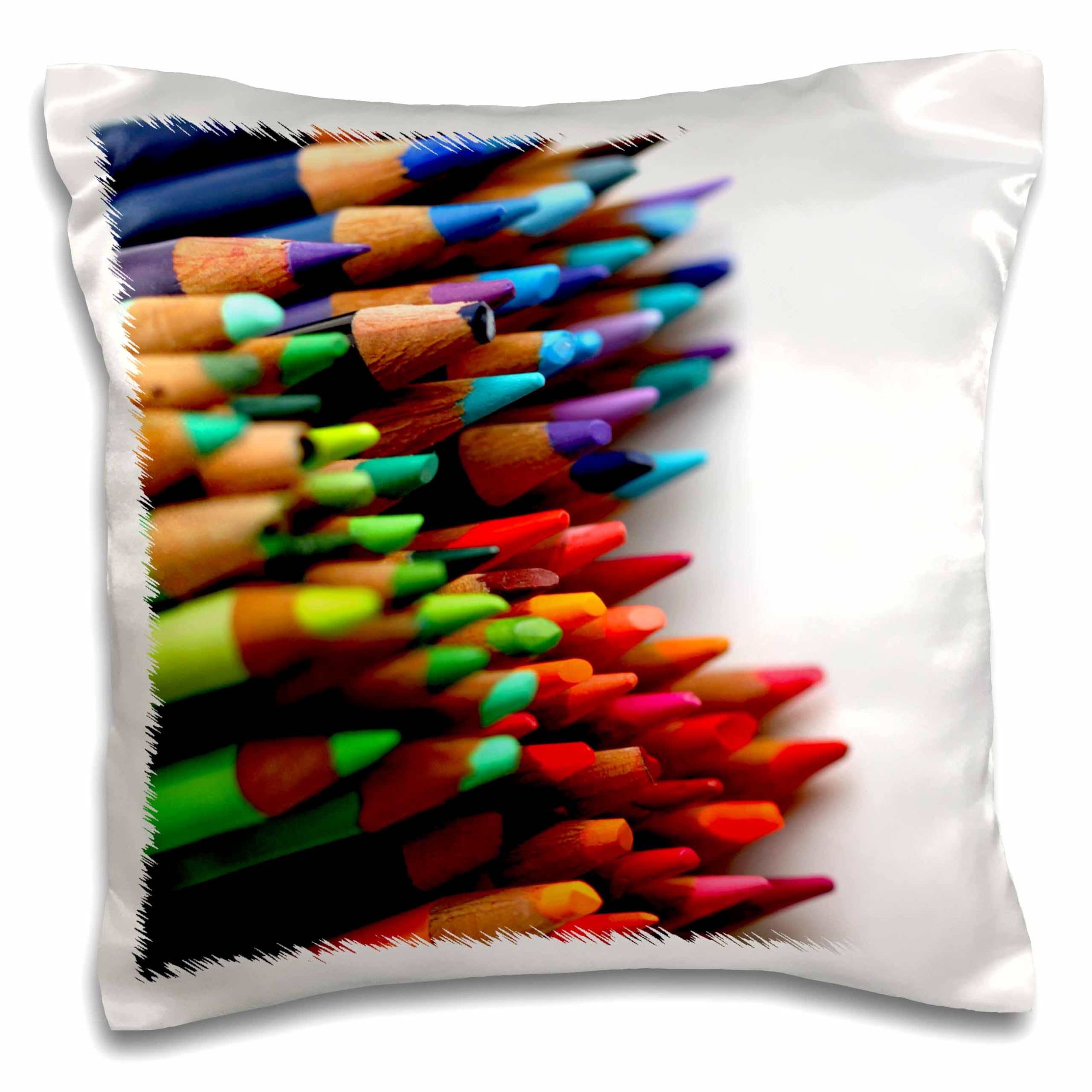 Colorful 3D Rose Pencil Design Pillow Case 16x16
