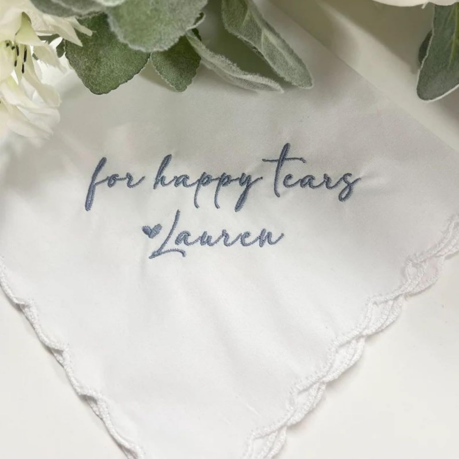Custom Embroidered Wedding Handkerchiefs - Personalized Bridal & Mother's Day Gift - Elegant Lace Keepsake for Bride, Groom & Guests - Perfect for Weddings, Anniversaries & Special Occasions
