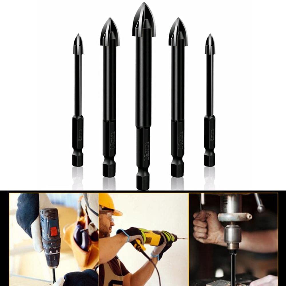 6mm Alloy Triangle Drill Bit for Glass, Ceramic, Tile & Concrete - Cross Hex Hole Opener - Perfect for DIY Projects, Home Renovations & Professional Construction Work