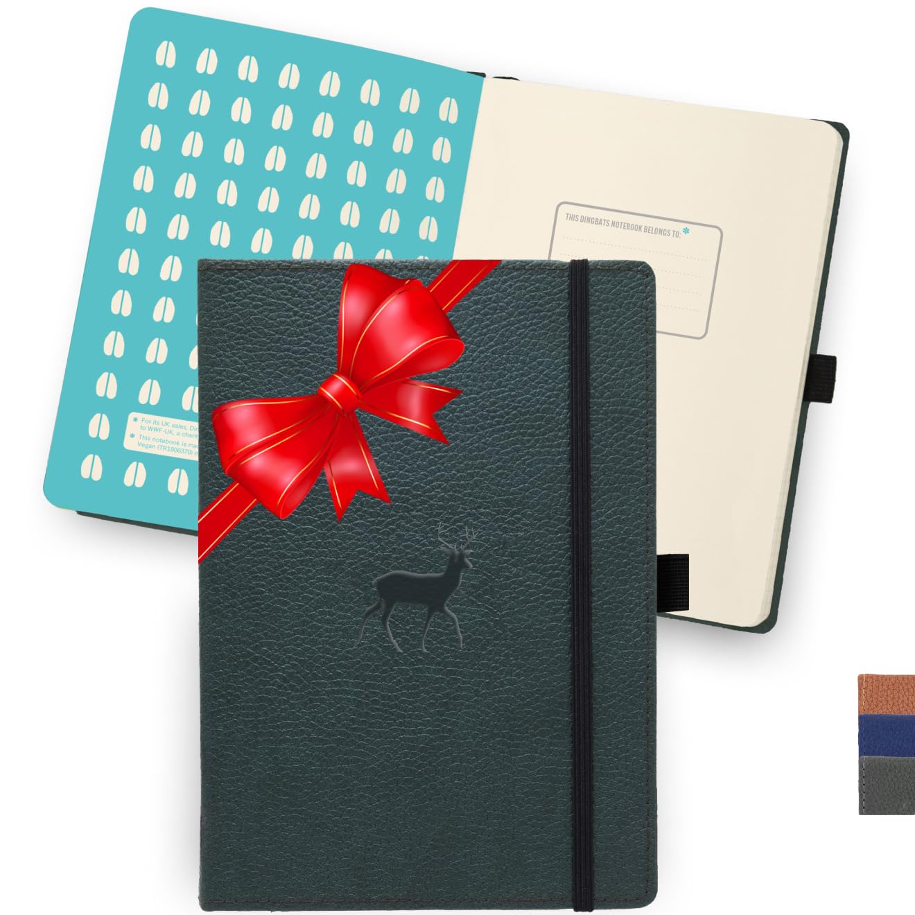 Dingbats* Wildlife Plain Extra Large A4 Notebook - PU Leather Hardcover Journal for Work, Writing & Note Taking - Pocket, Elastic Closure, Pen Holder, Bookmark - Perfect for Office, School & Travel Use