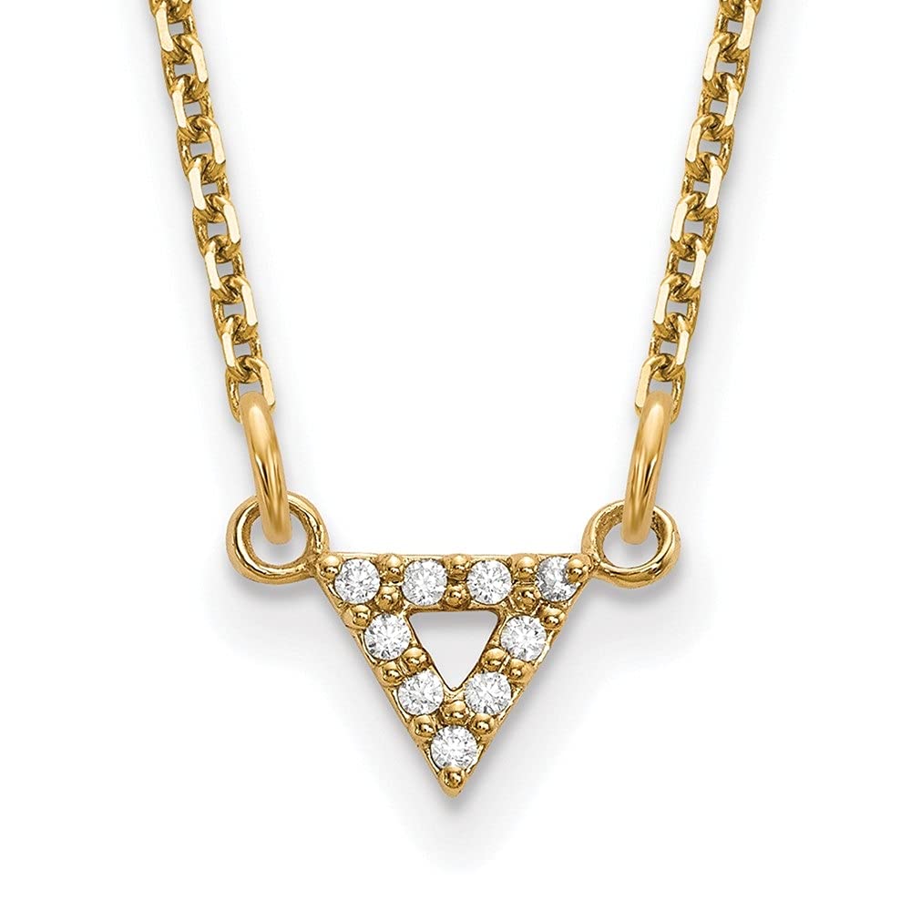 14K Yellow Gold VS Quality Diamond 6mm Triangle Pendant Necklace for Women - Elegant Everyday Jewelry & Perfect Gift for Anniversary, Birthday, Valentine's Day