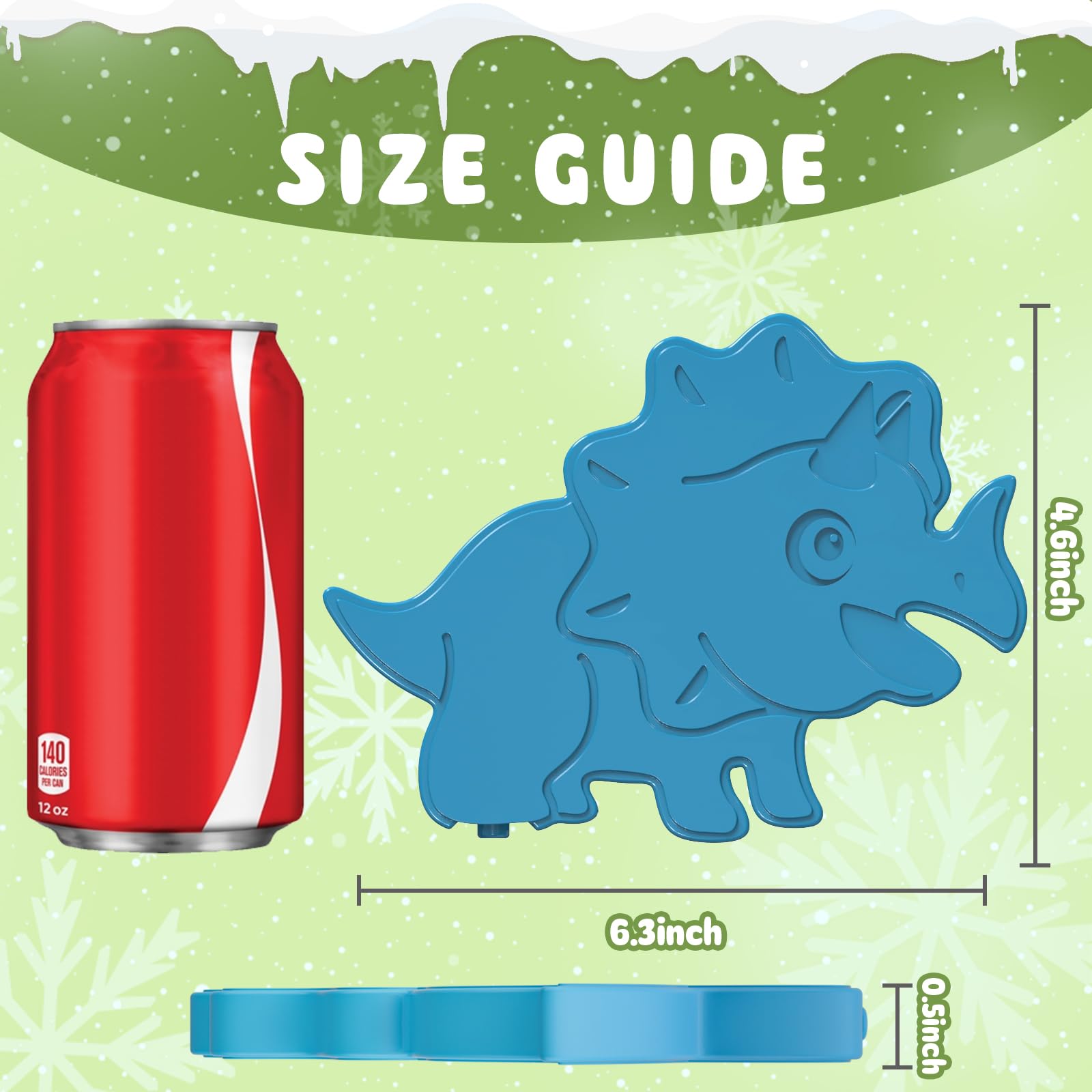 HiYZ Reusable Dinosaur Ice Packs for Lunch Boxes - Quick Freeze Kids Cooler Packs for School, Travel & Picnics - Space Saving Thin Ice Packs for Lunch Bags, Coolers & Outdoor Activities