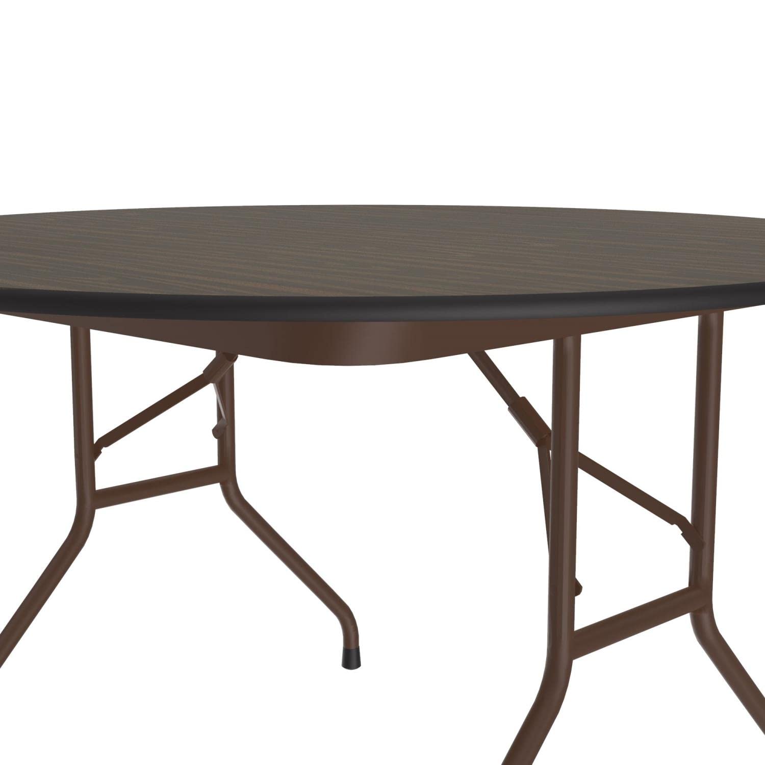 Correll CF48PX 01 48-Inch Round Commercial Folding Table - High Pressure Laminate Walnut Top, Heavy Duty for Office, Conference, Events & Catering