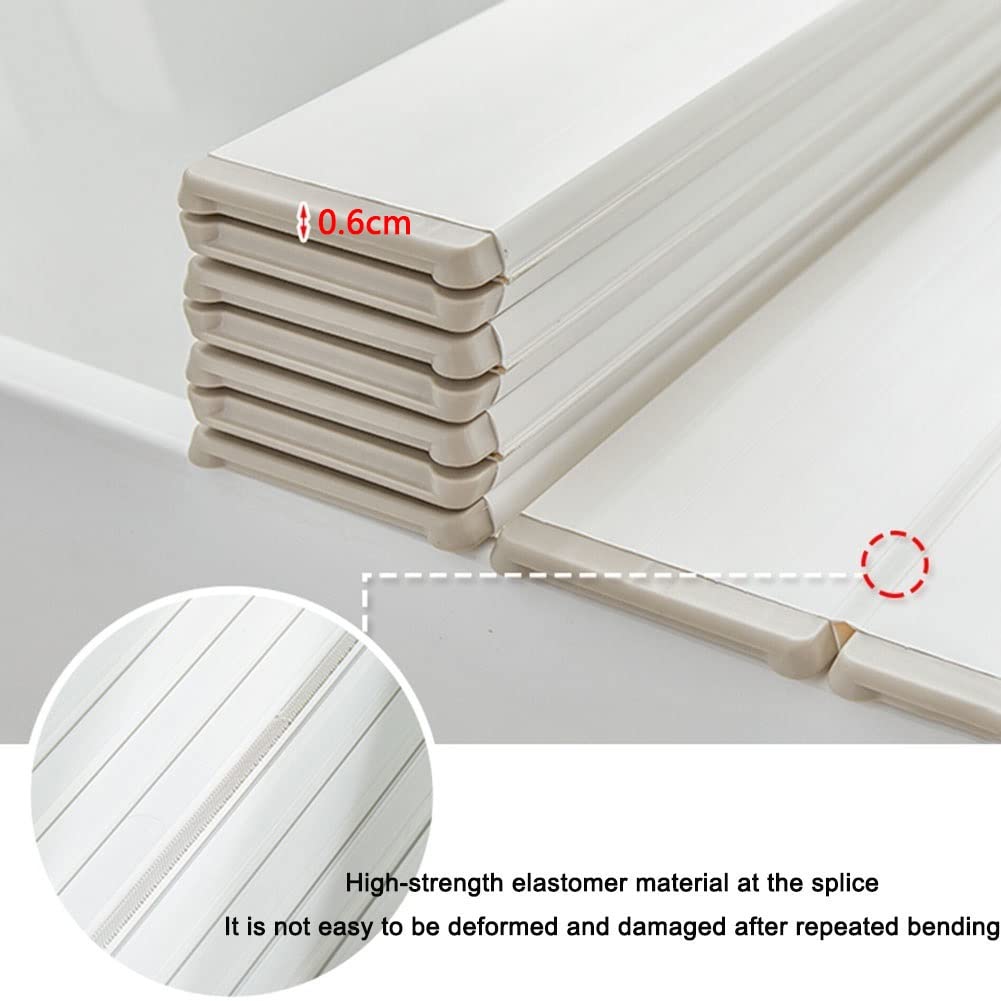 Foldable 6mm PVC Bathtub Cover - Insulated, Dustproof Shutter Bath Lid for Relaxation | Customizable White Bathtub Tray (118x70cm/46x28) | Perfect for Bath Time Reading, Tablet Storage & Spa Experience