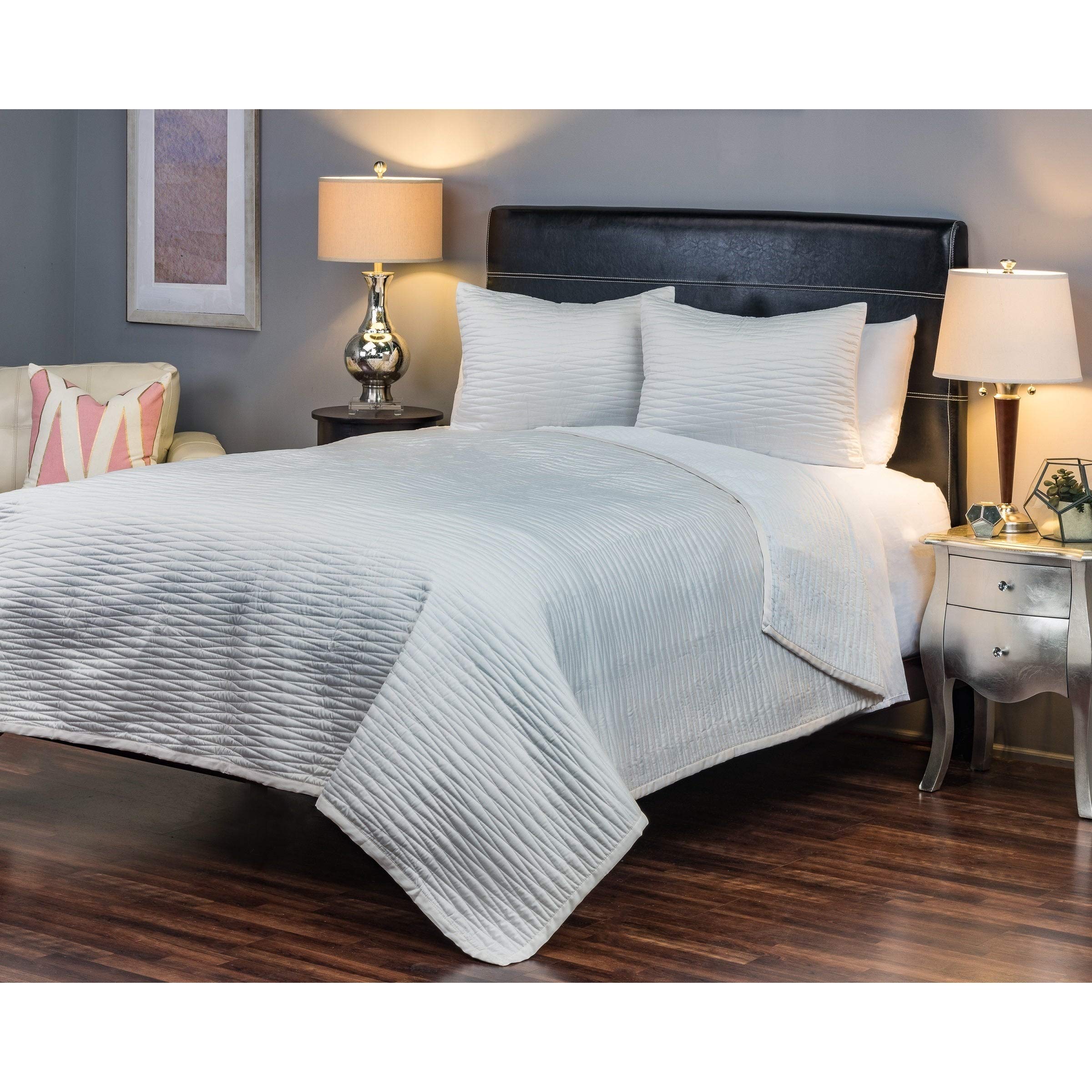 Rizzy Home Parker Quilt Set - Queen Size Charcoal Grey Bedding for Cozy Comfort | Perfect for Master Bedroom, Guest Room & Winter Nights
