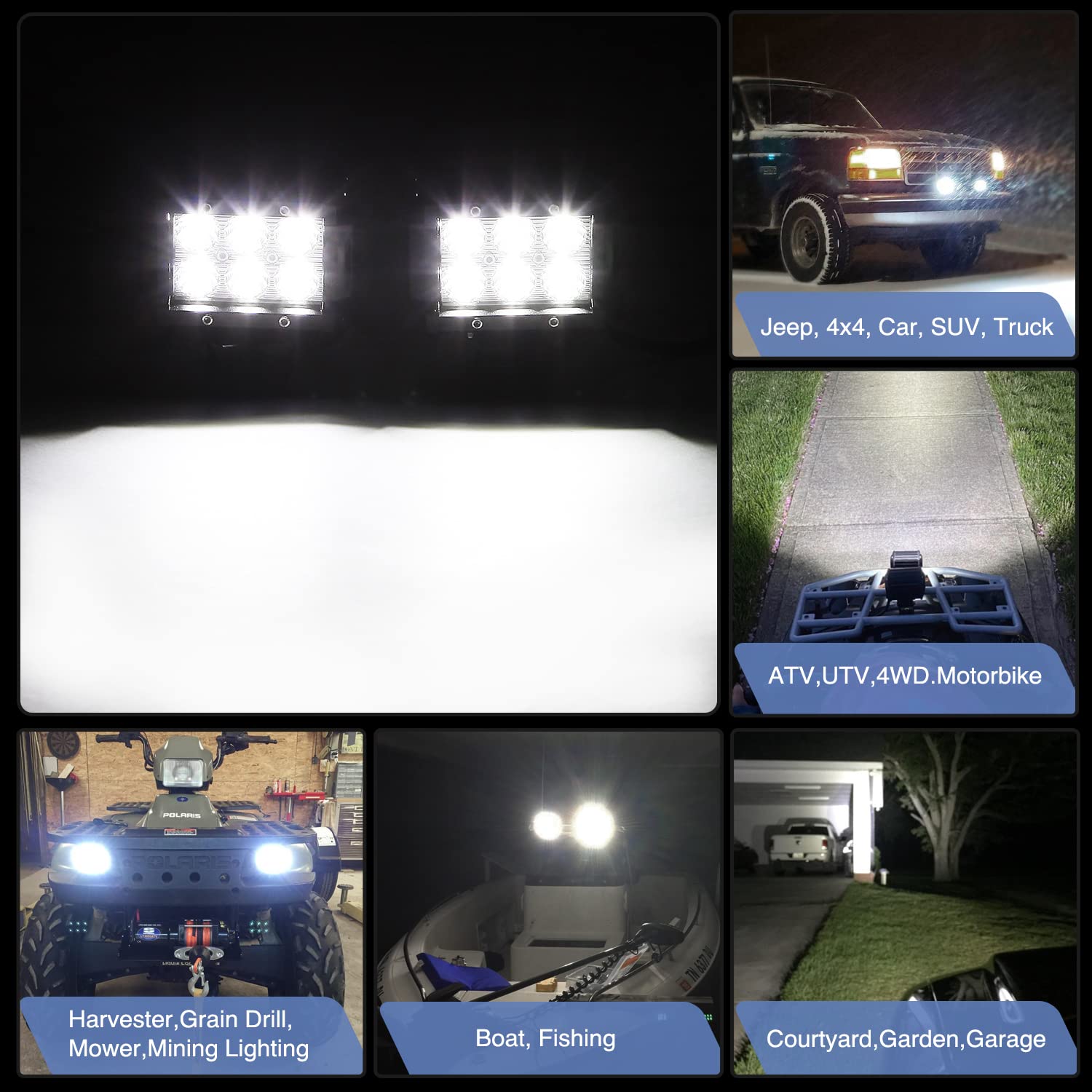 GOOACC 4 Inch 18W LED Light Bar - 2 Pack 1260lm Spot Light Pods for Off-Road, Fog & Driving Lights - Waterproof LED Lights for Trucks, Jeeps, ATVs - Perfect for Night Driving, Off-Road Adventures & Extreme Weather Conditions