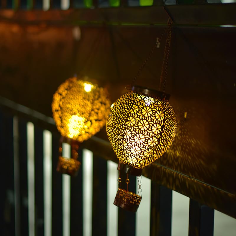 Blumacht Solar Lantern Outdoor Hanging Waterproof Decorative Metal Solar Light for Garden, Patio, Yard, Porch - Perfect for Evening Gatherings, Wedding Decor & Pathway Lighting