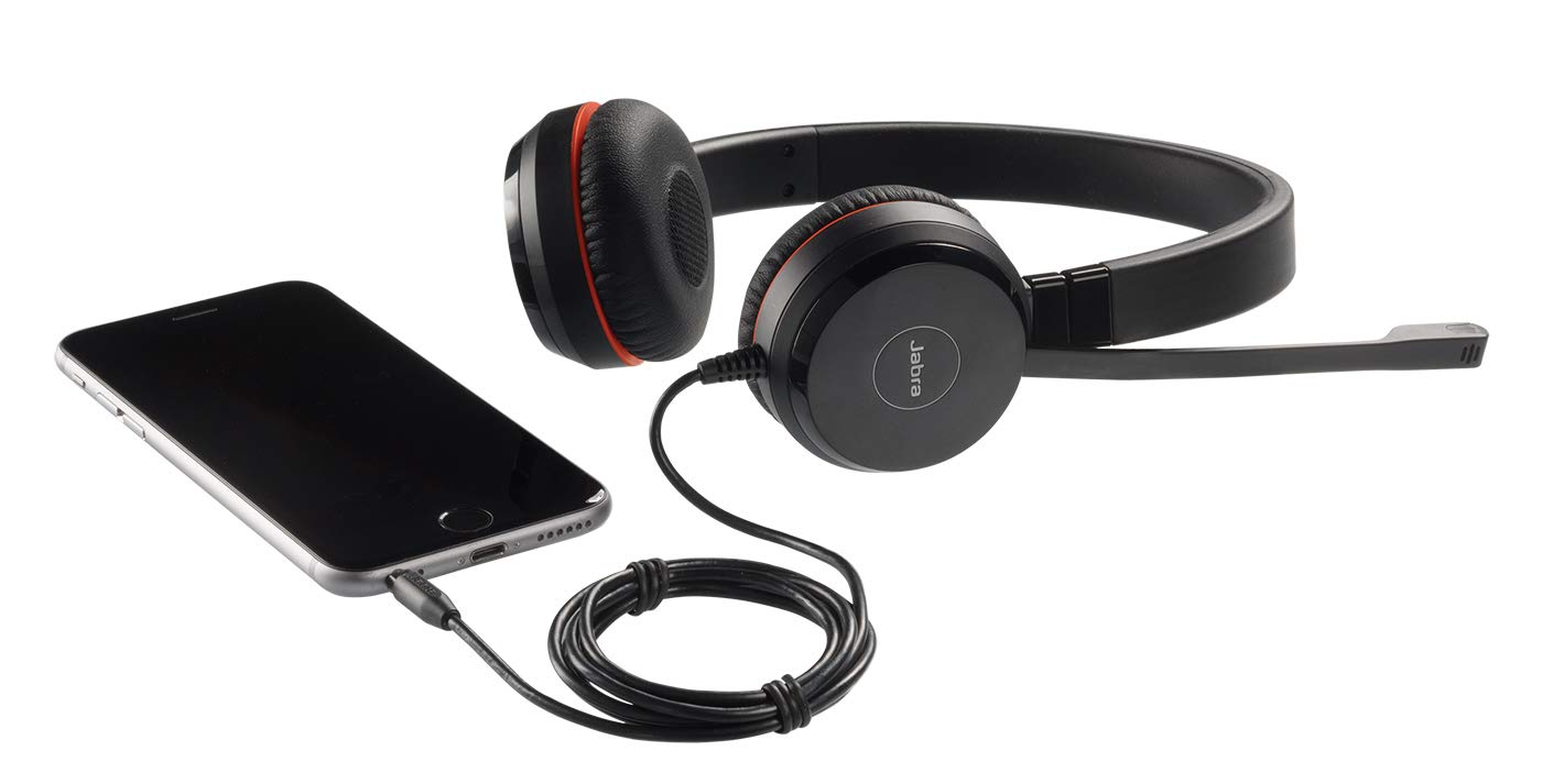 Jabra Evolve 30 II UC-Optimized Wired Stereo Headset with 3.5mm Jack/USB - Premium Sound for Calls & Music - All-Day Comfort Office Headphones - Perfect for Remote Work, Call Centers & Video Conferencing