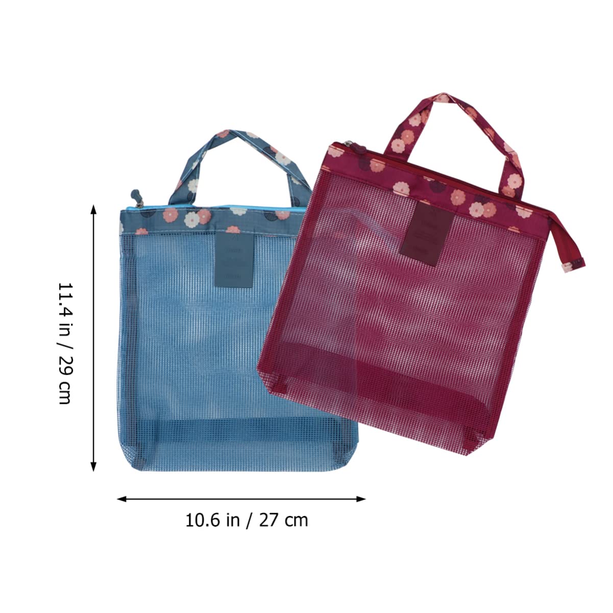 Hemoton 2-Pack Zippered Mesh Beach Tote Bags - Durable Shell Collecting Bags for Women & Kids, Perfect for Beachcombing, Vacation Travel, and Carrying Toys - Waterproof & Lightweight