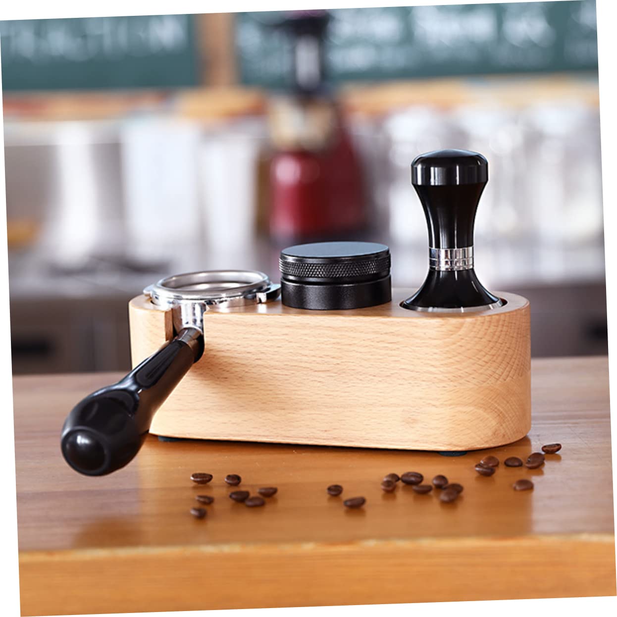 Premium Espresso Coffee Distributor & Tamper Station - Beech Wood Tamping Mat for Espresso Machines - Perfect for Baristas & Home Brewing - Ideal for Coffee Shops, Home Kitchens & Professional Use