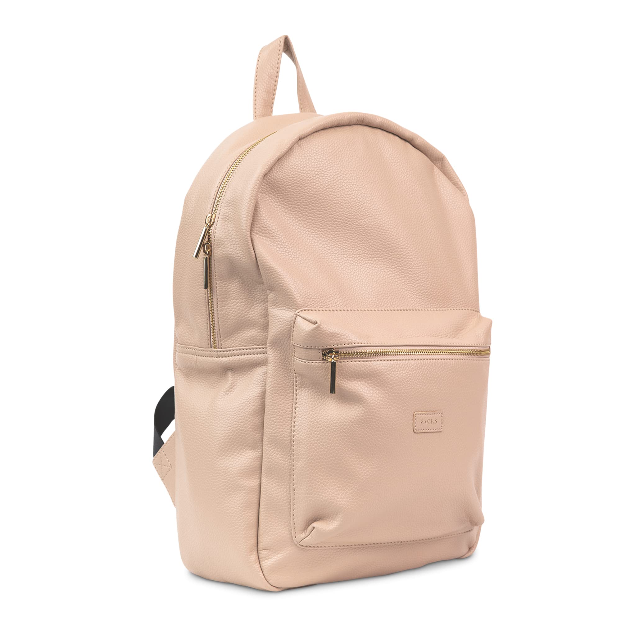 Stylish Vegan Leather Laptop Backpack for Women & Men - Mason Fashion Commuter Bag with Padded Shoulder Straps & Metal Zippers - Perfect for Travel, Business, School & Daily Use (Lux Tan)