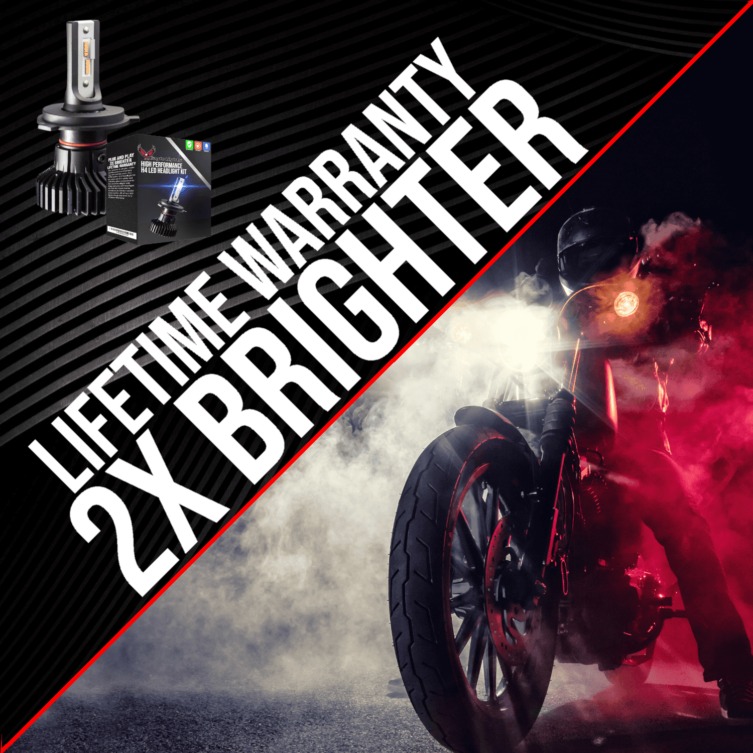 Eagle Lights Infinity Beam H4 LED Headlight Bulbs - 2 Pack High/Low Beam Conversion Kit - 6000K White Bright Headlamp for Cars, Trucks, Motorcycles - Perfect for Night Driving & Off-Road Adventures