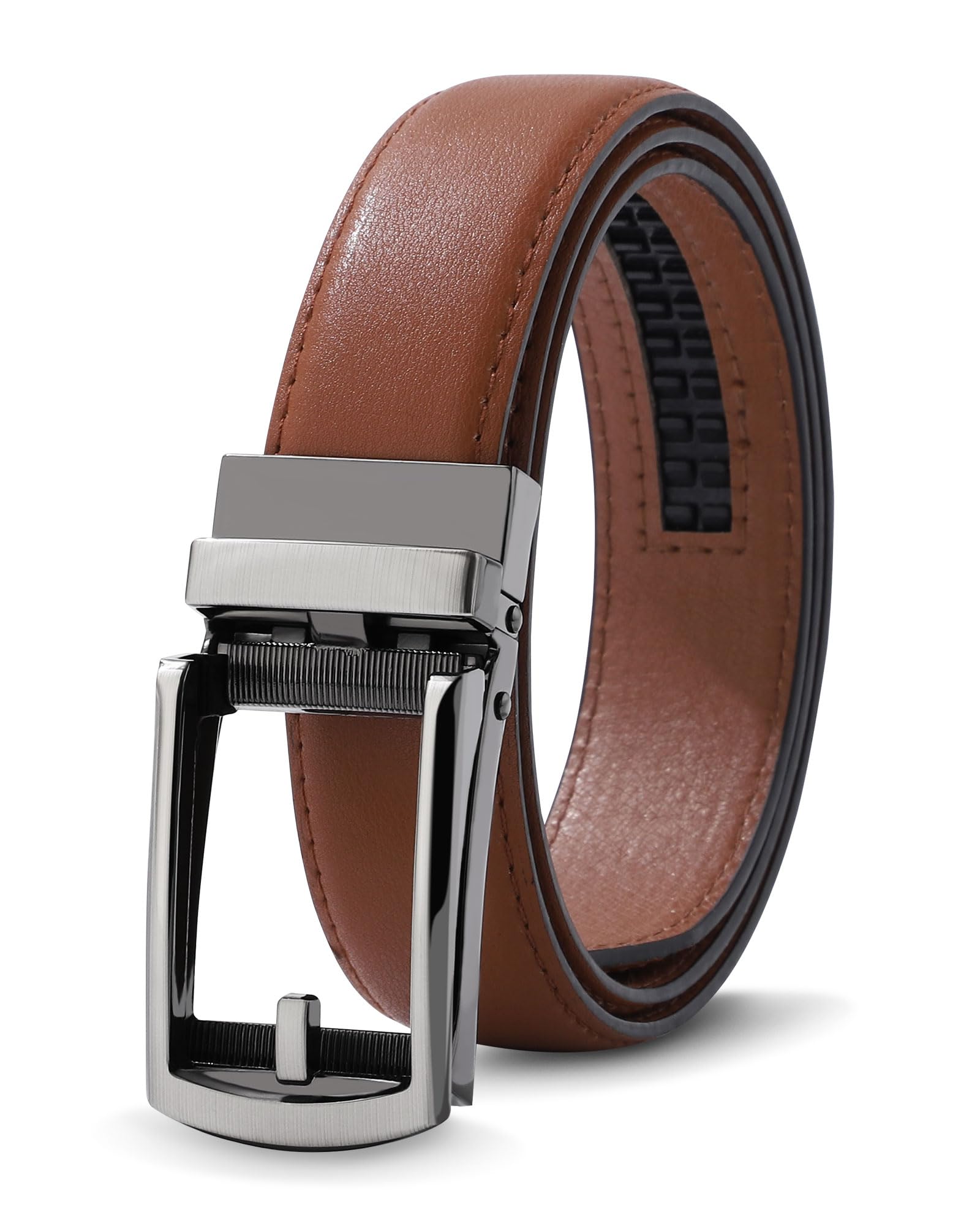 AWAYTR Boys Ratchet Belt for Kids - Adjustable Black & Brown Leather Belts for Dress Pants, Uniforms & Jeans | Perfect for School, Church & Special Occasions
