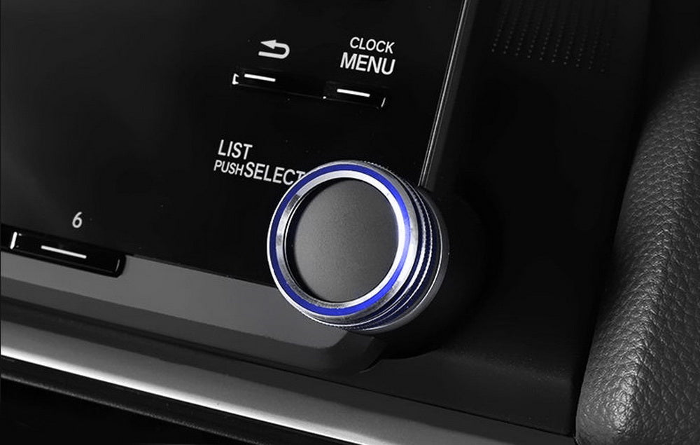 2-Piece Blue Stereo Audio Volume Control Switch Knob Ring Covers for 2018-2022 Honda Accord - Perfect for Car Audio Upgrade & Interior Customization