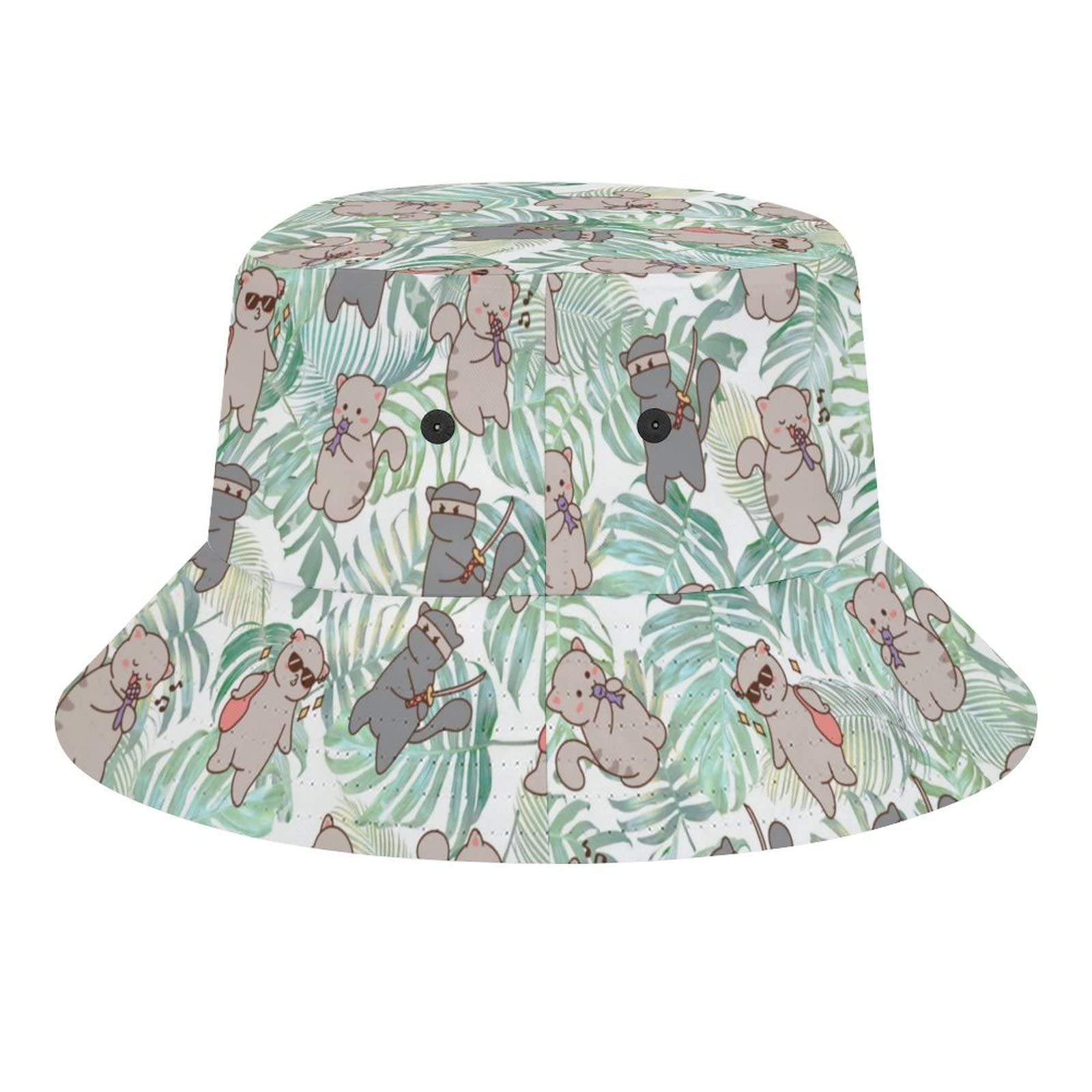 Stylish Strawberry Bucket Hat for Women & Men - Cute Cat Print Summer Sun Hat, Packable Unisex Beach Hat for Travel, Outdoor, Fishing | Perfect for Beach Vacations, Music Festivals & Street Fashion