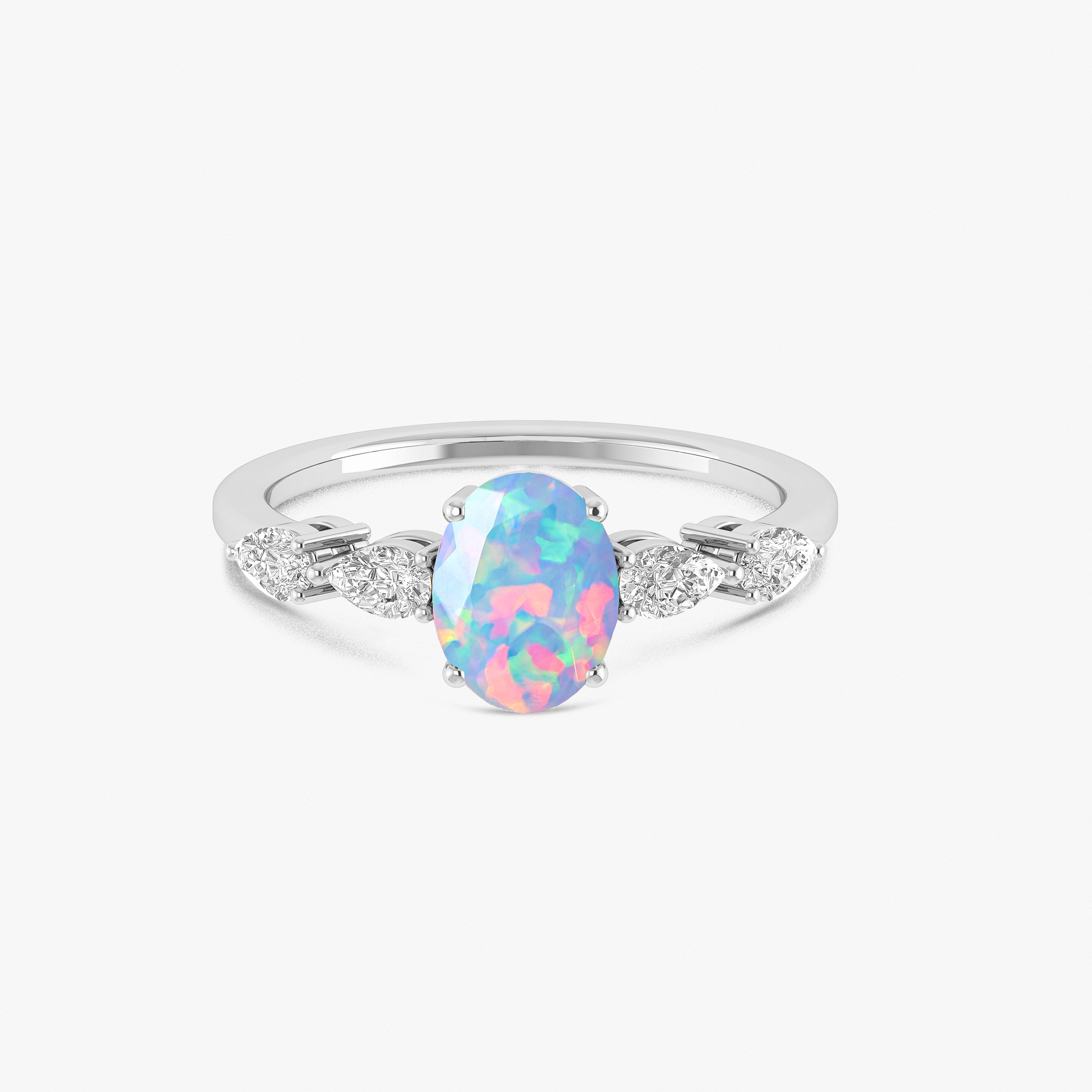 Genuine Opal Silver Ring for Women - Lavender Gemstone Jewelry for Everyday Wear & Special Occasions