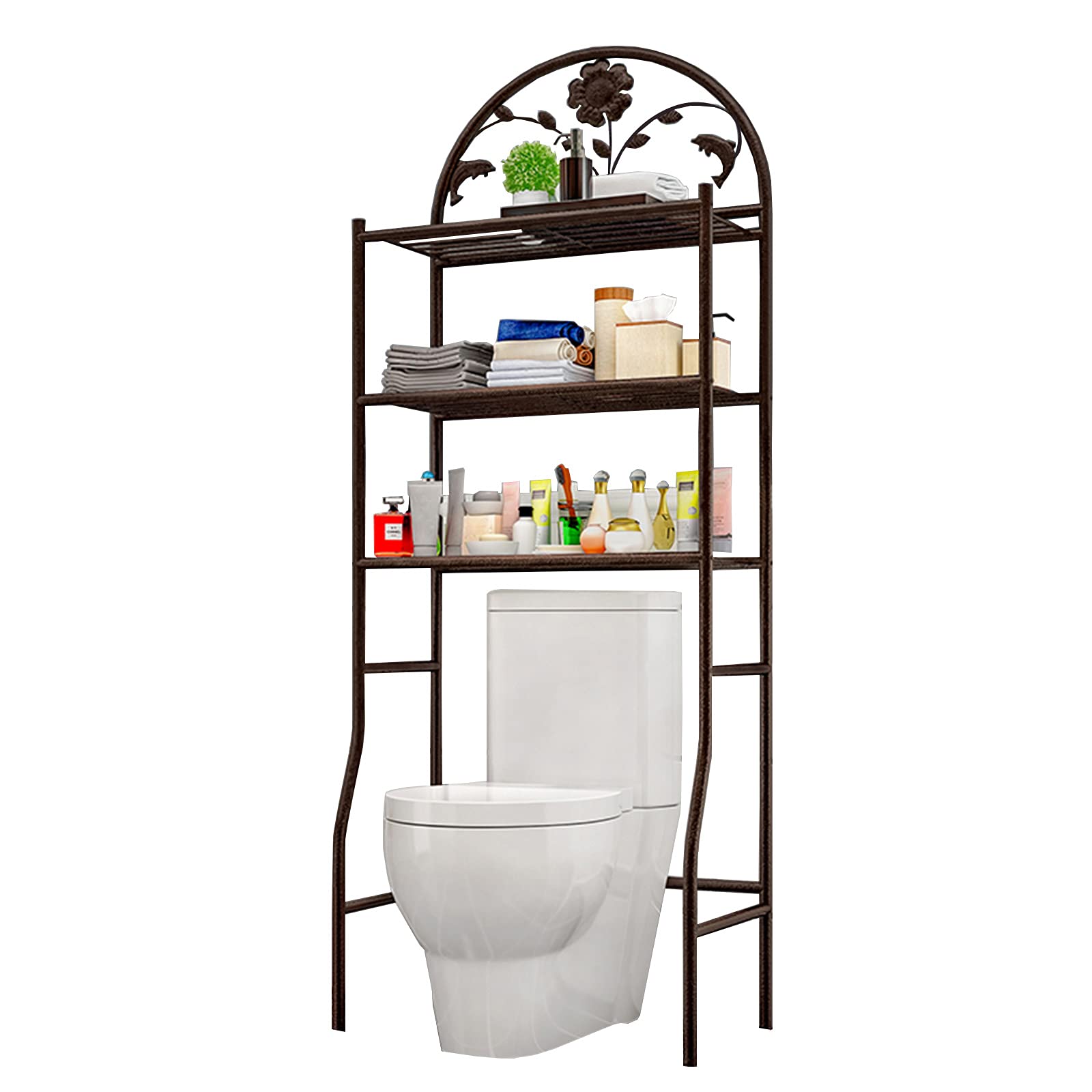 MILECN 3-Tier Over The Toilet Storage Organizer - Bathroom Space Saver Cabinet with Shelves | Easy Assembly | Perfect for Small Bathroom, Laundry Room, Balcony & Porch | 24.4