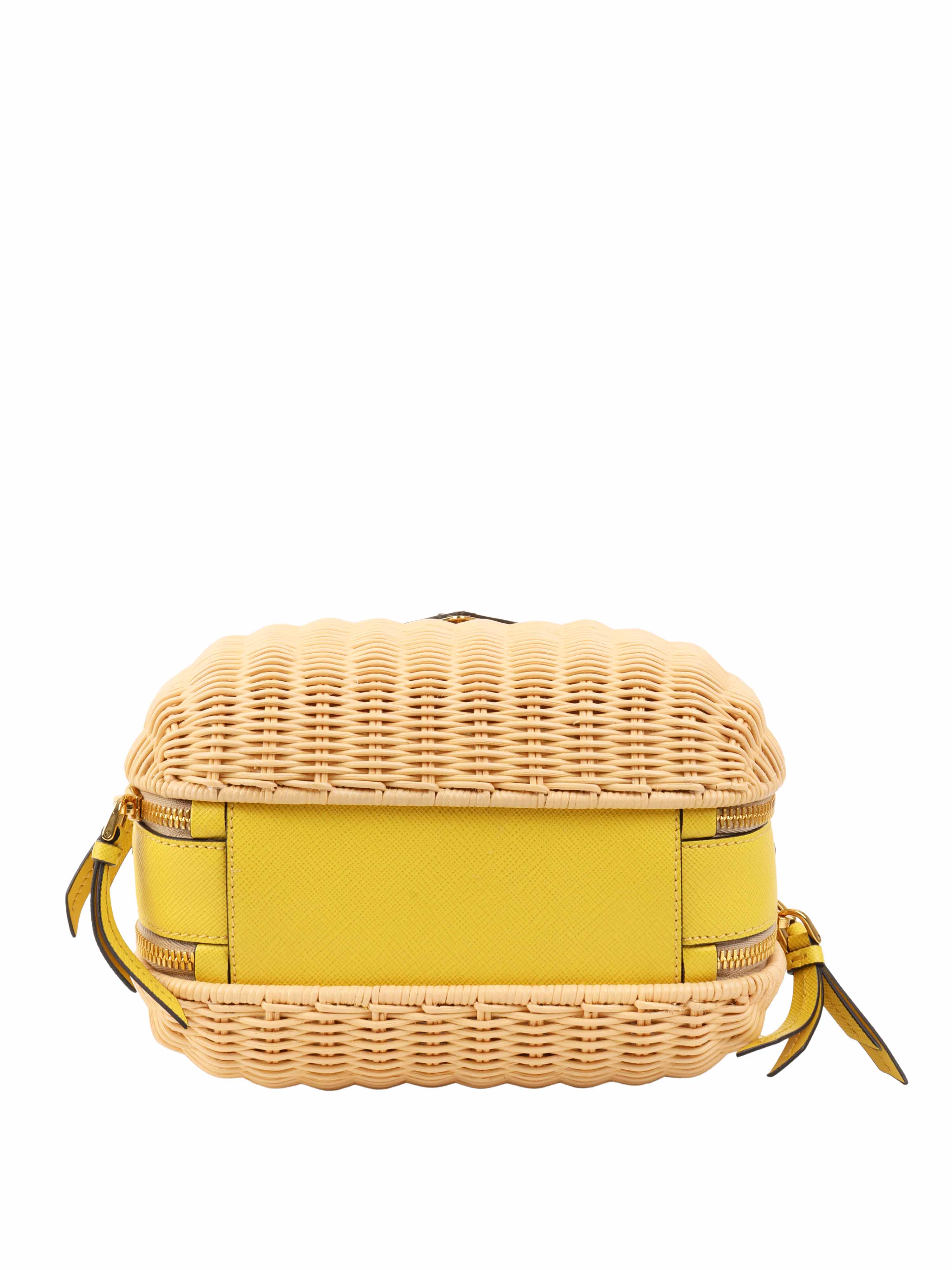 Prada Odette Yellow Wicker Handbag - Stylish Woven Crossbody Purse for Women | Perfect for Summer Outings, Beach Trips & Fashion Events