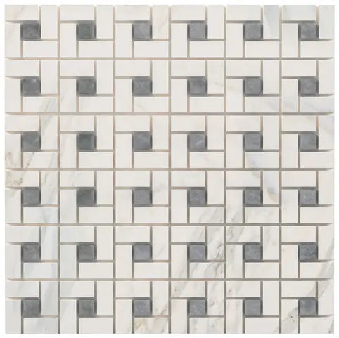Premium Calacatta Gold Marble Pinwheel Mosaic Tile - Polished or Honed Finish for Kitchen Backsplash, Bathroom Wall & Flooring