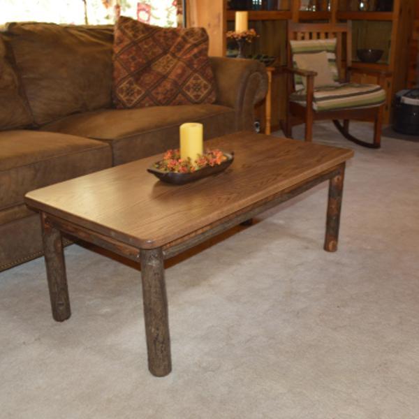 Solid Hickory Wood Coffee Table - Rustic Farmhouse Style Living Room Furniture for Home Decor & Relaxation