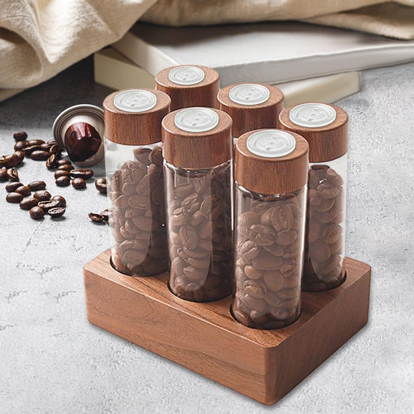 Glass Coffee Bean Storage Tubes - 22g for Kitchen, Bar & Party Decor