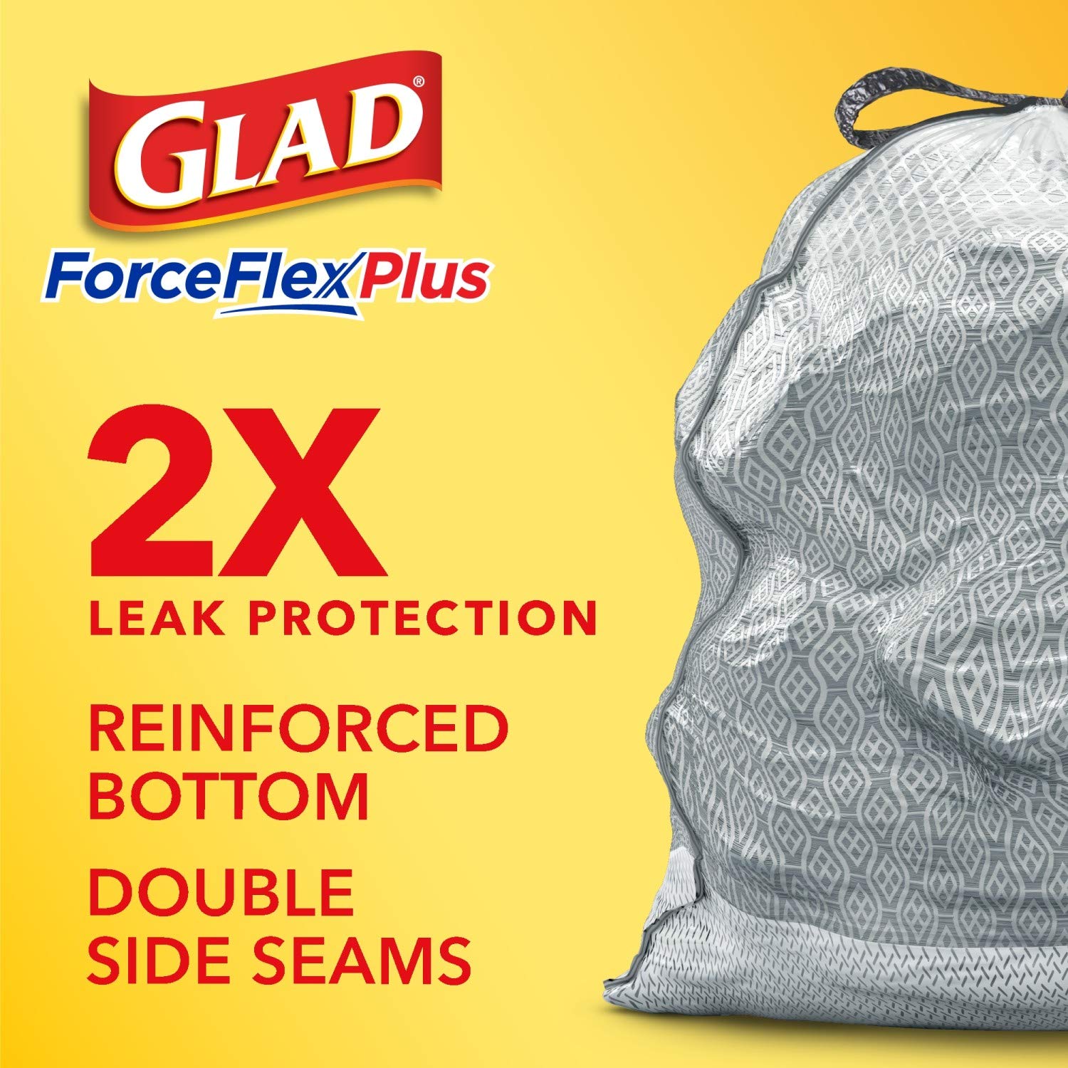 Glad ForceFlexPlus Tall 13 Gallon Drawstring Trash Bags with Febreze Freshness - Lavender Scented Heavy Duty Garbage Bags (34 Count) for Kitchen, Bathroom & Office Waste Disposal