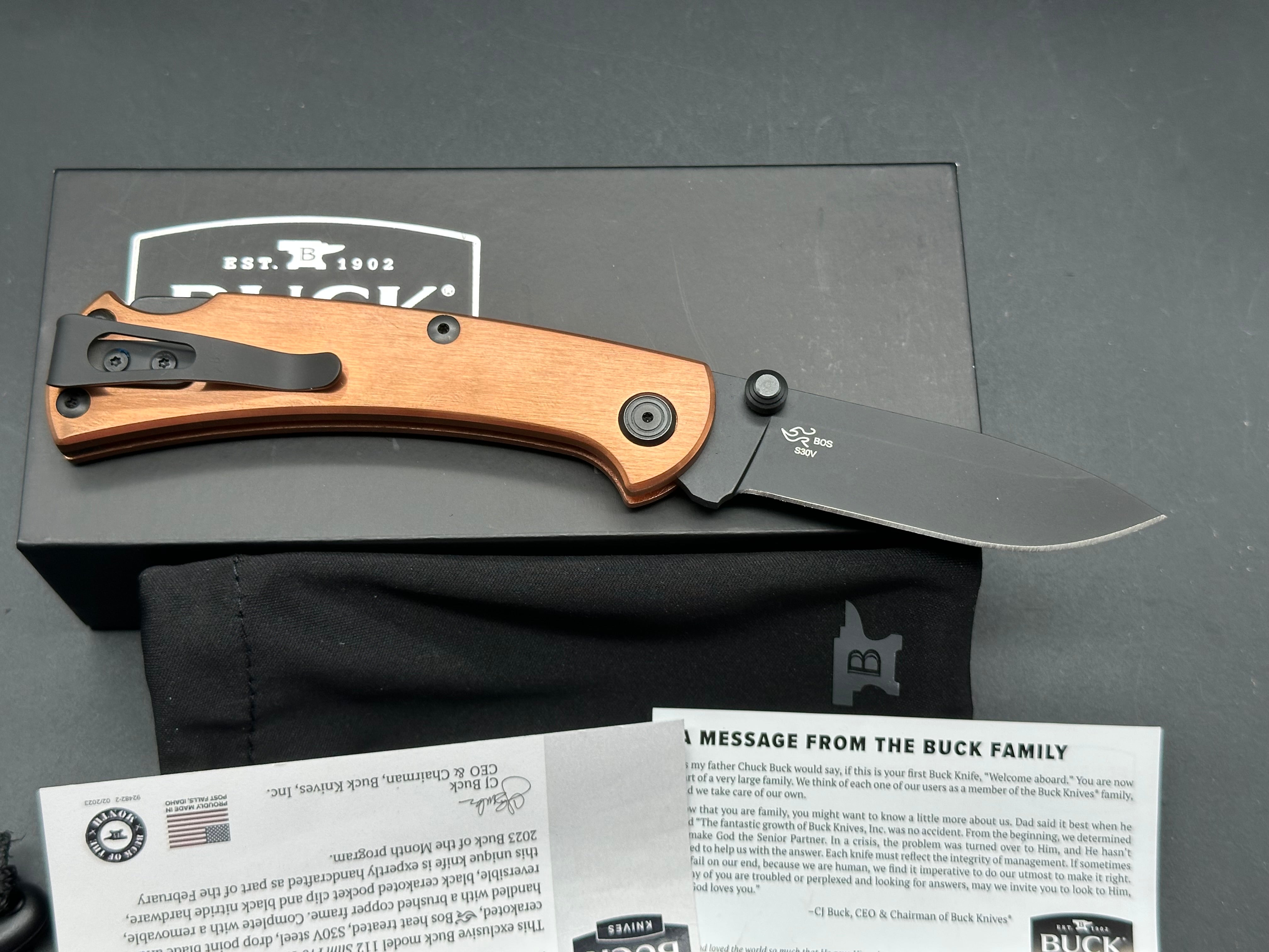Buck 112 Buck of the Month Limited Edition (1/500) - Copper Scales & S30V Steel Blade - Collector's Knife for Outdoor, Camping, and EDC Use