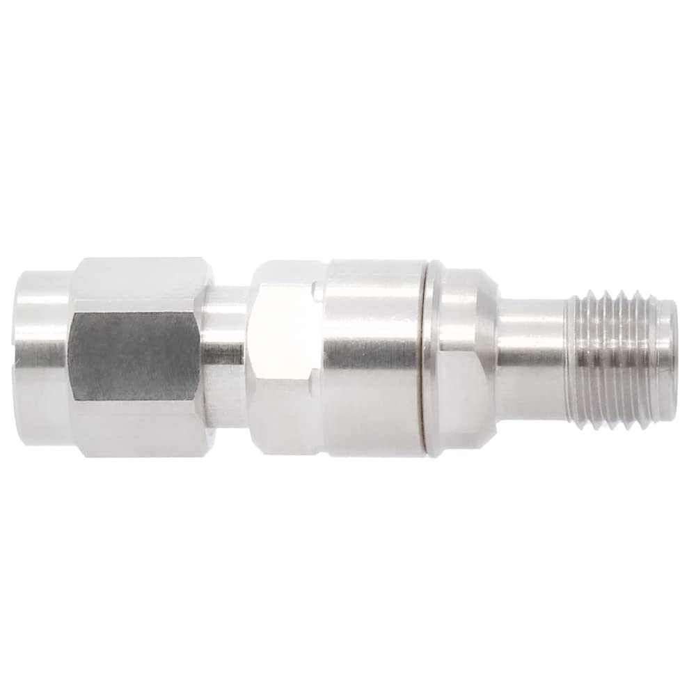 Precision 2.92mm Male to 3.5mm Female RF Microwave Adapter Connector - DC to 34GHz, 50 Ohm, Stainless Steel - for Test Equipment, RF Systems & Wireless Communications