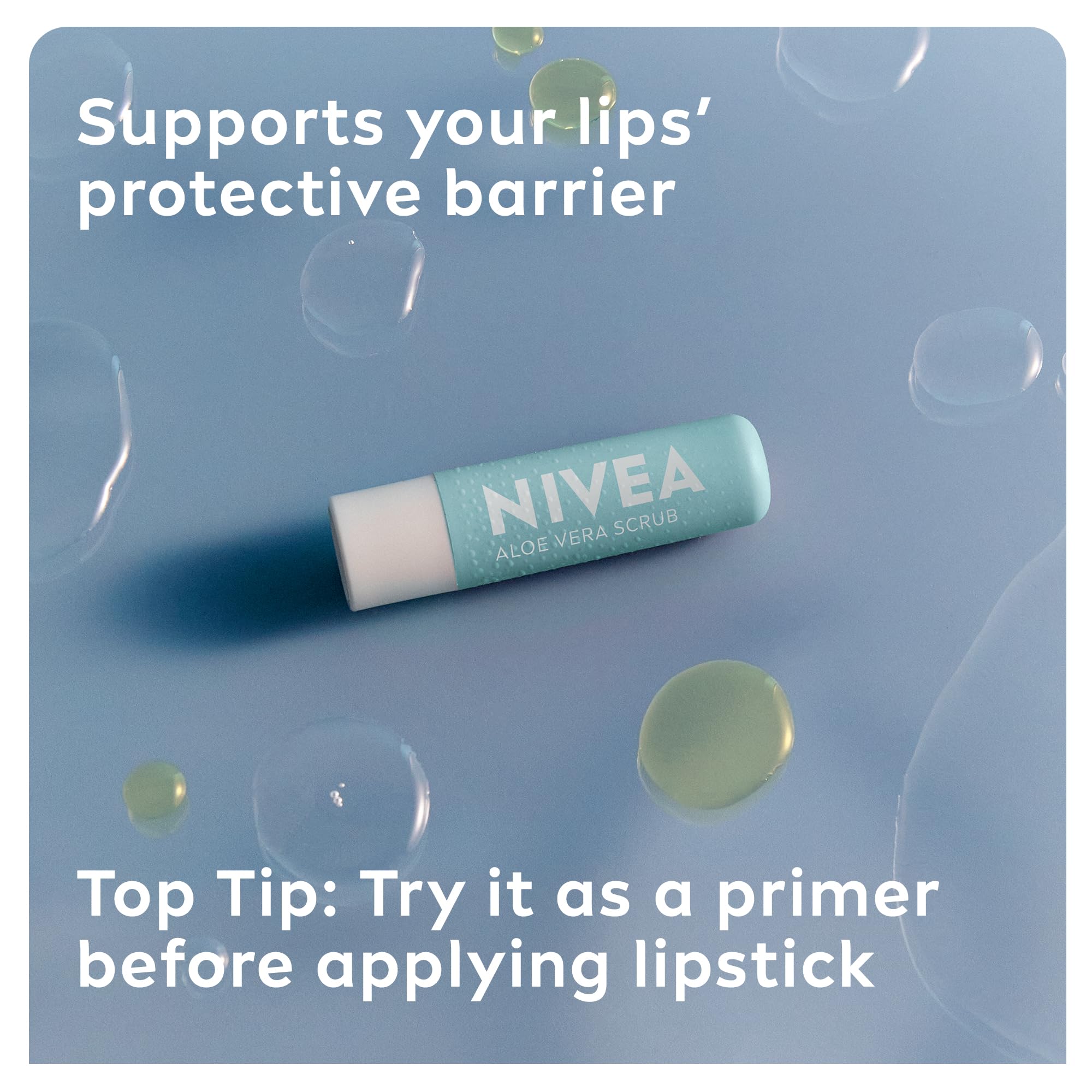 NIVEA 2in1 Aloe Vera Lip Scrub & Balm (4.8g) - Exfoliating Lip Care with Vitamin E for Soft Lips | Gentle Hydration, No Wipe Needed | Perfect for Dry Lips, Night Care & Makeup Prep