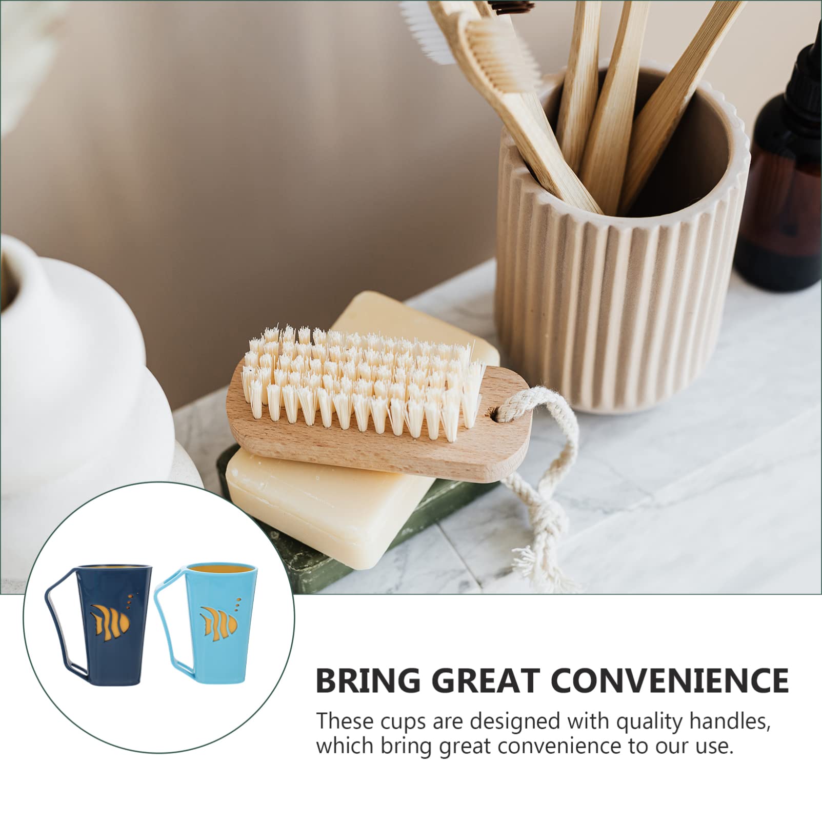 **COHEALI 2-Piece Travel Makeup Brushes & Coffee Mug Tumbler Set - Bathroom Toothbrush Holder, Toothpaste Container for Kids, Portable for Travel, Camping & Home Use**