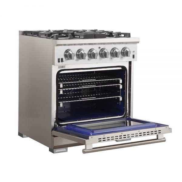 Forno Capriasca 30-inch 4.32 cu. ft. Professional Stainless Steel Gas Range with 4-Burner Stove & Gas Oven (Model FFSGS6260) - Perfect for Home Kitchens & Commercial Cooking