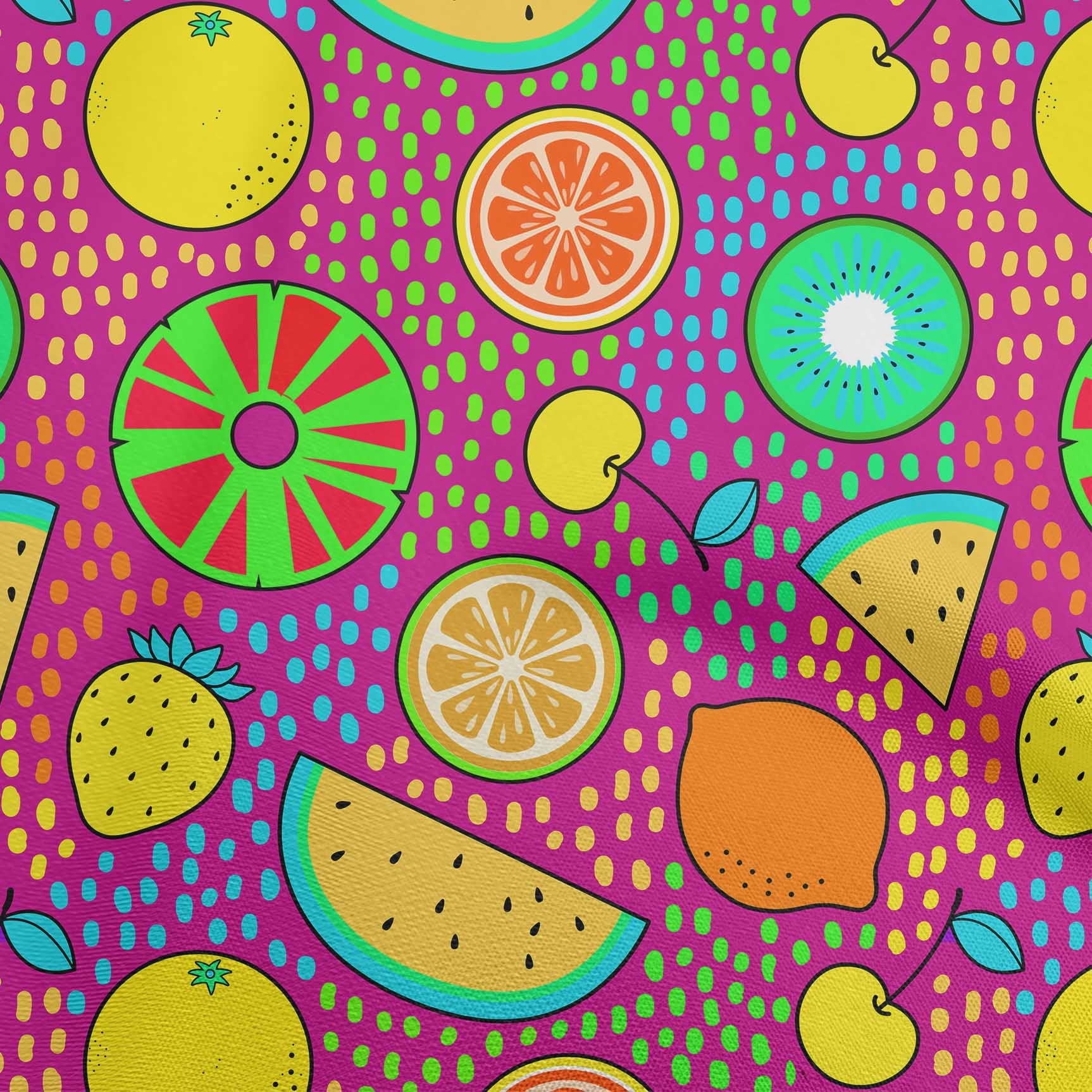 oneOone Polyester Spandex Bright Red Tropical Fruit Print Fabric - 56 Inch Wide Soft Stretch Material for Sewing, DIY Crafts, Quilting & Upholstery - Perfect for Summer Dresses, Swimwear & Home Decor Projects