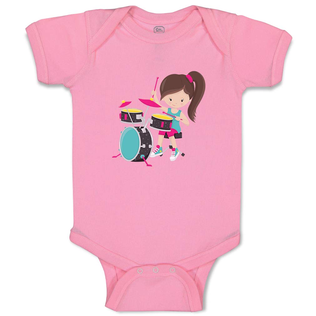 Custom Boy & Girl Baby Bodysuit - Funny Drummer Design in Soft Brown Cotton - Perfect for Newborn Photoshoots, Music-Themed Parties & Everyday Playtime